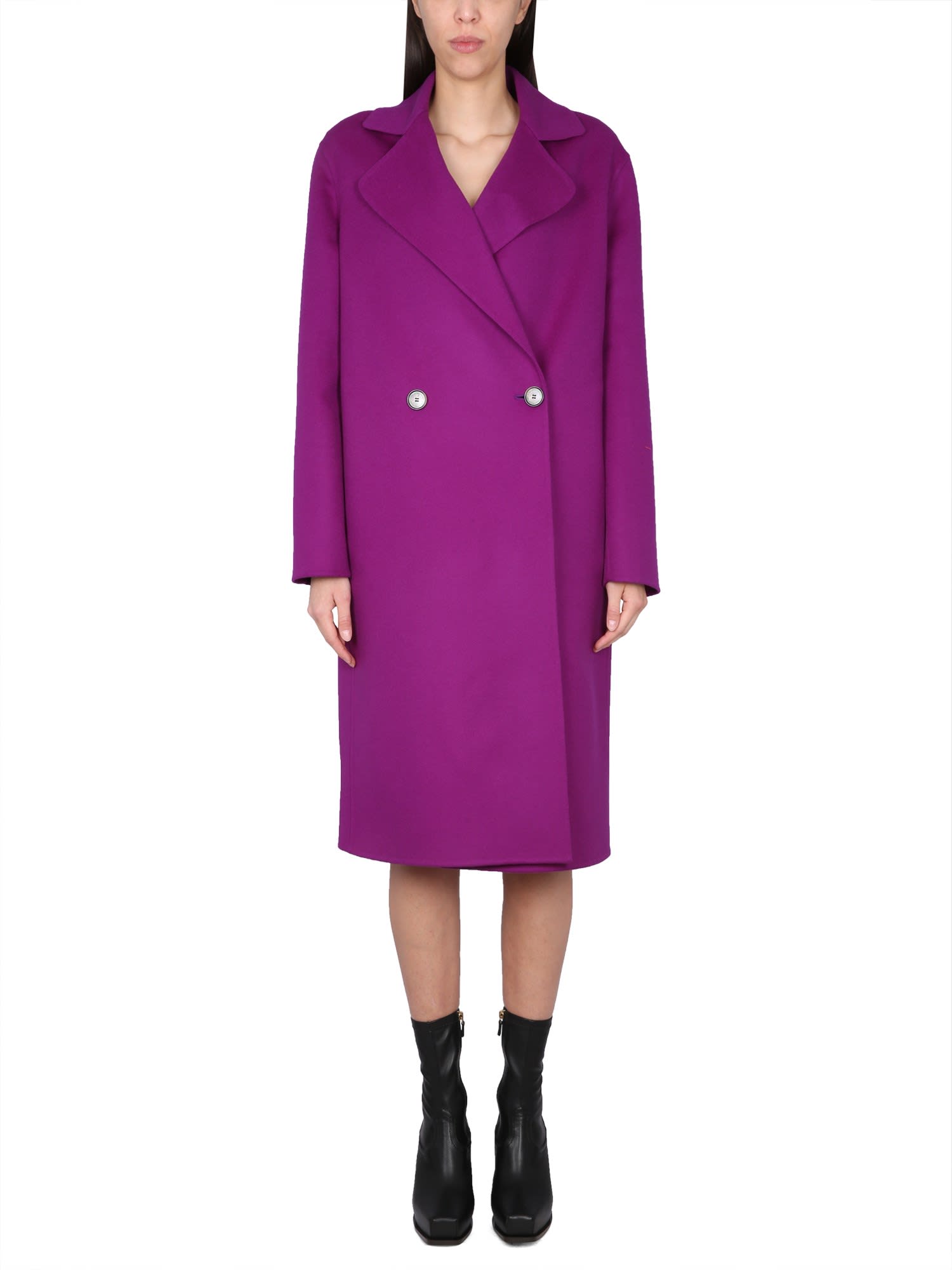 Shop Stella Mccartney Long Double-breasted Coat In Bright Purple