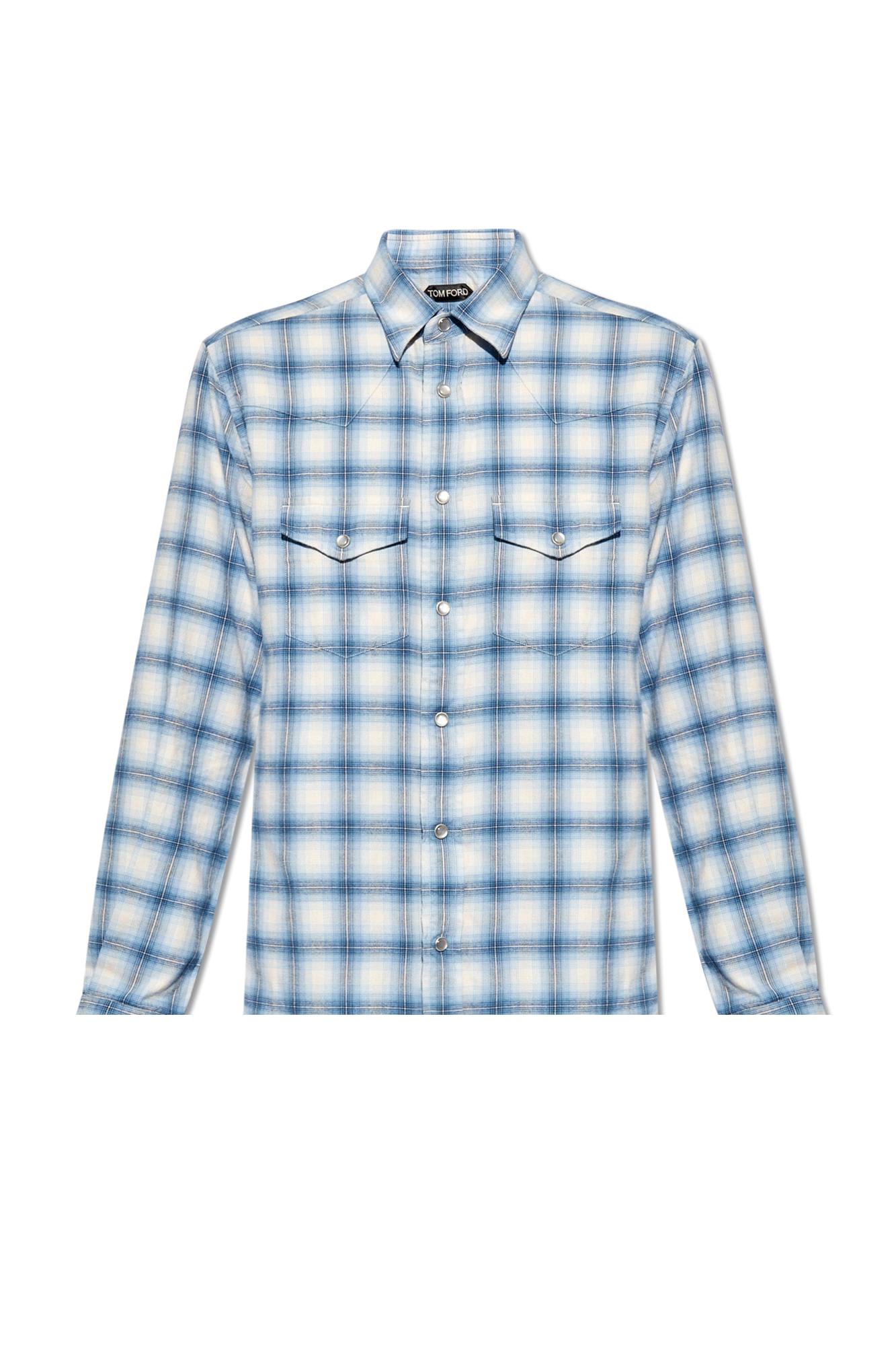 Shop Tom Ford Checked Shirt In Blue