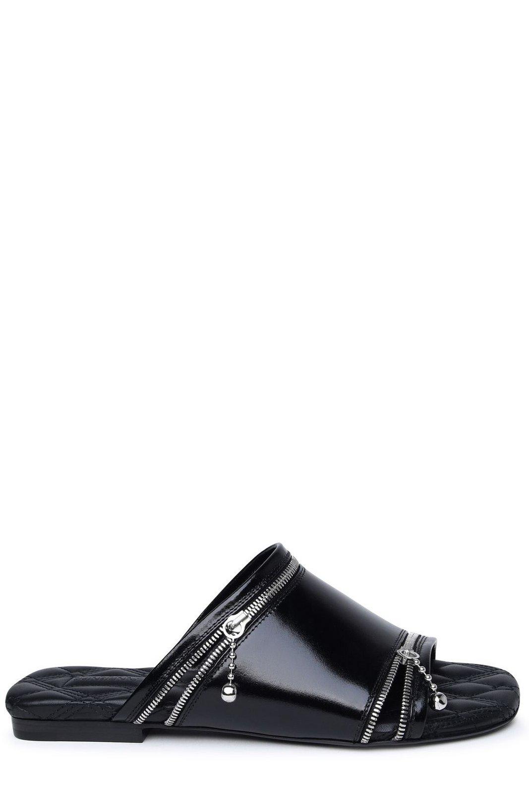 Shop Burberry Decorative-zip Slip-on Sandals In Default Title