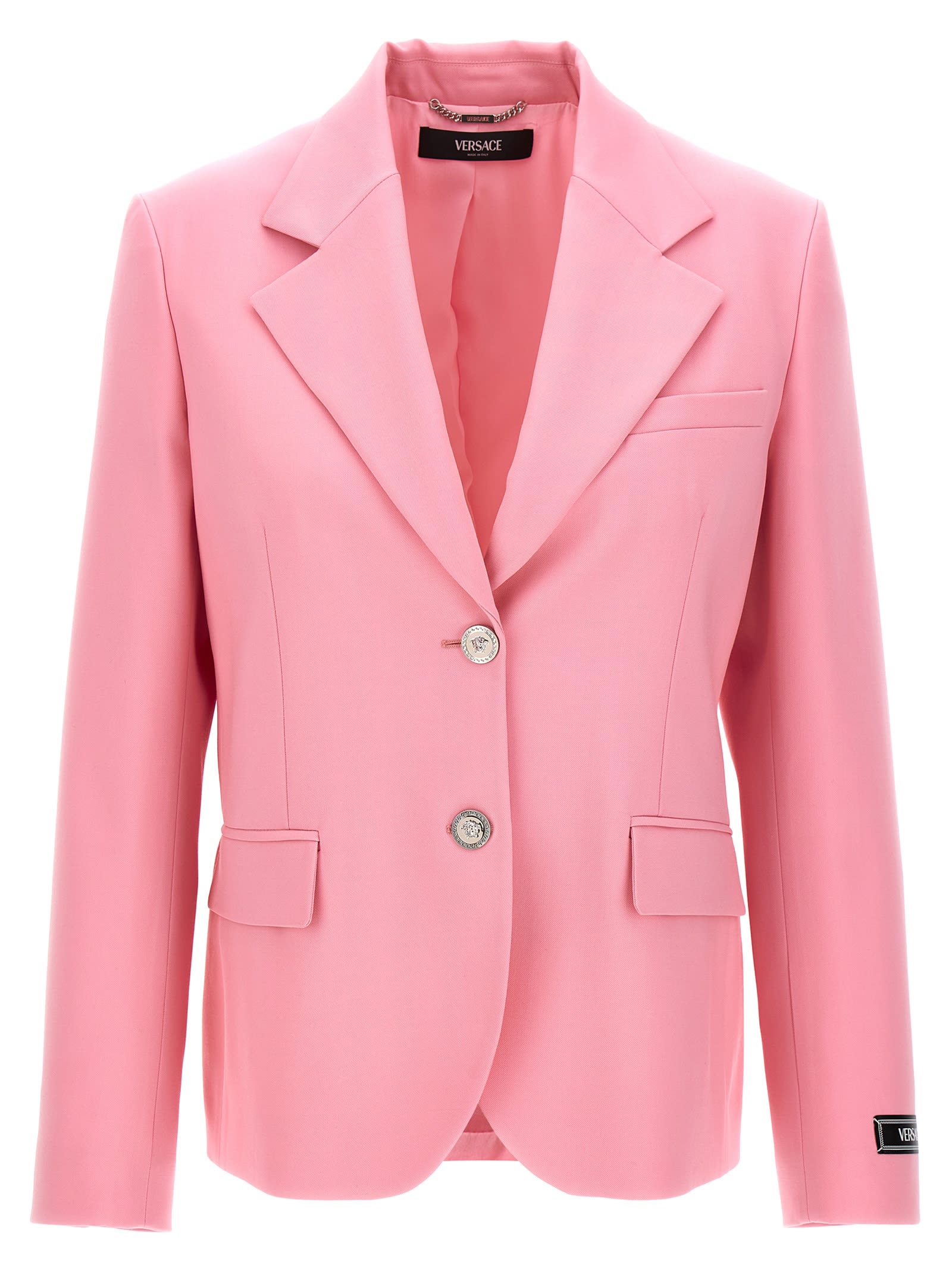 Shop Versace Single-breasted Blazer In Rosa