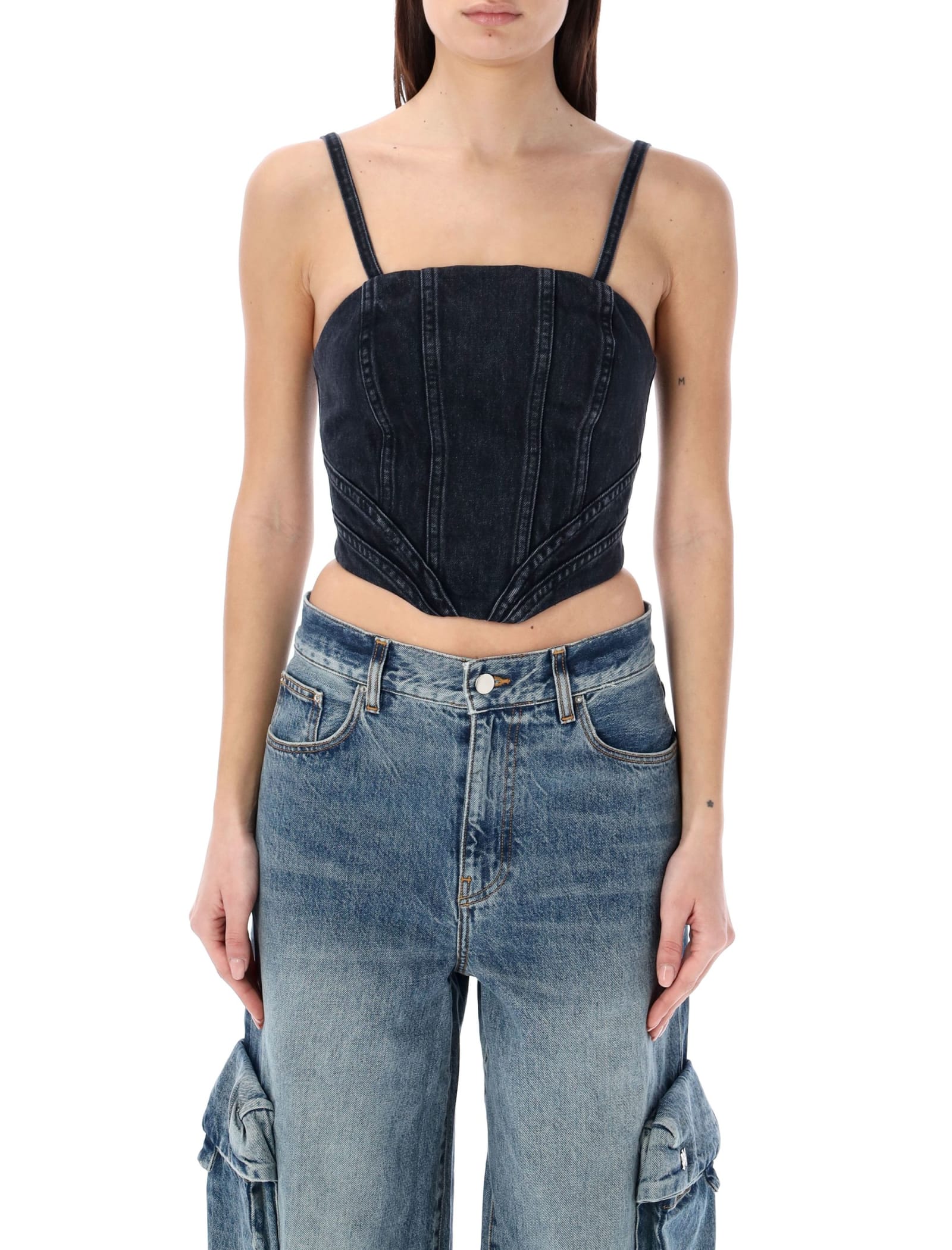 Shop Amiri Corset In Faded Black