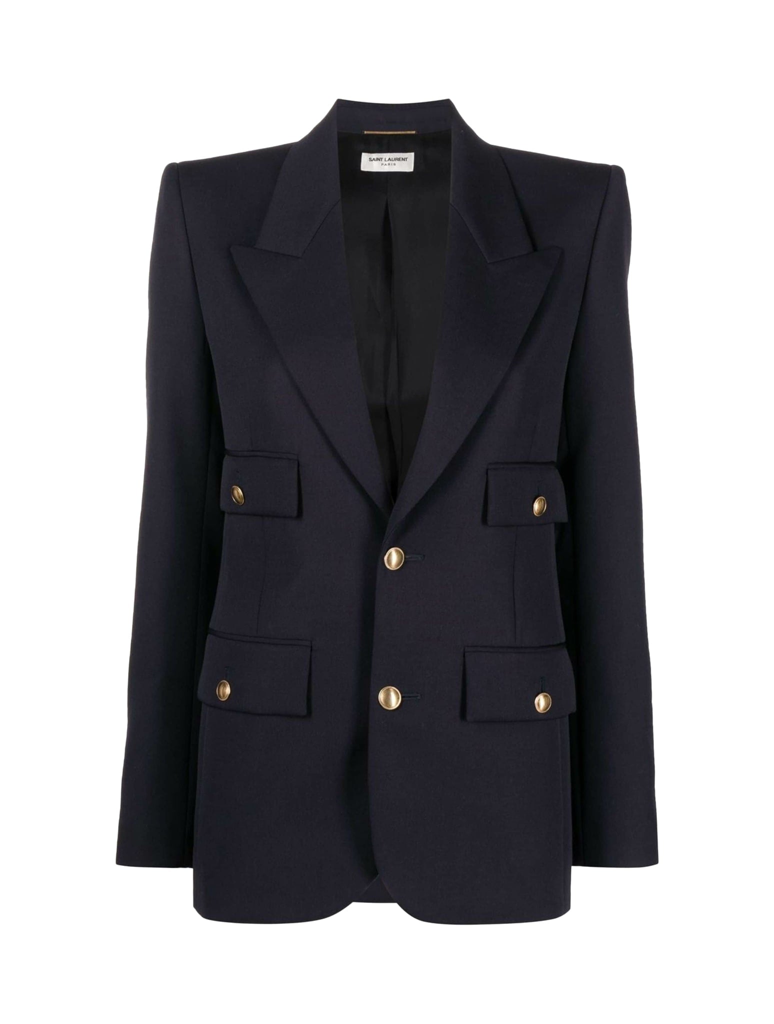 Shop Saint Laurent Veste In Marine Fonce