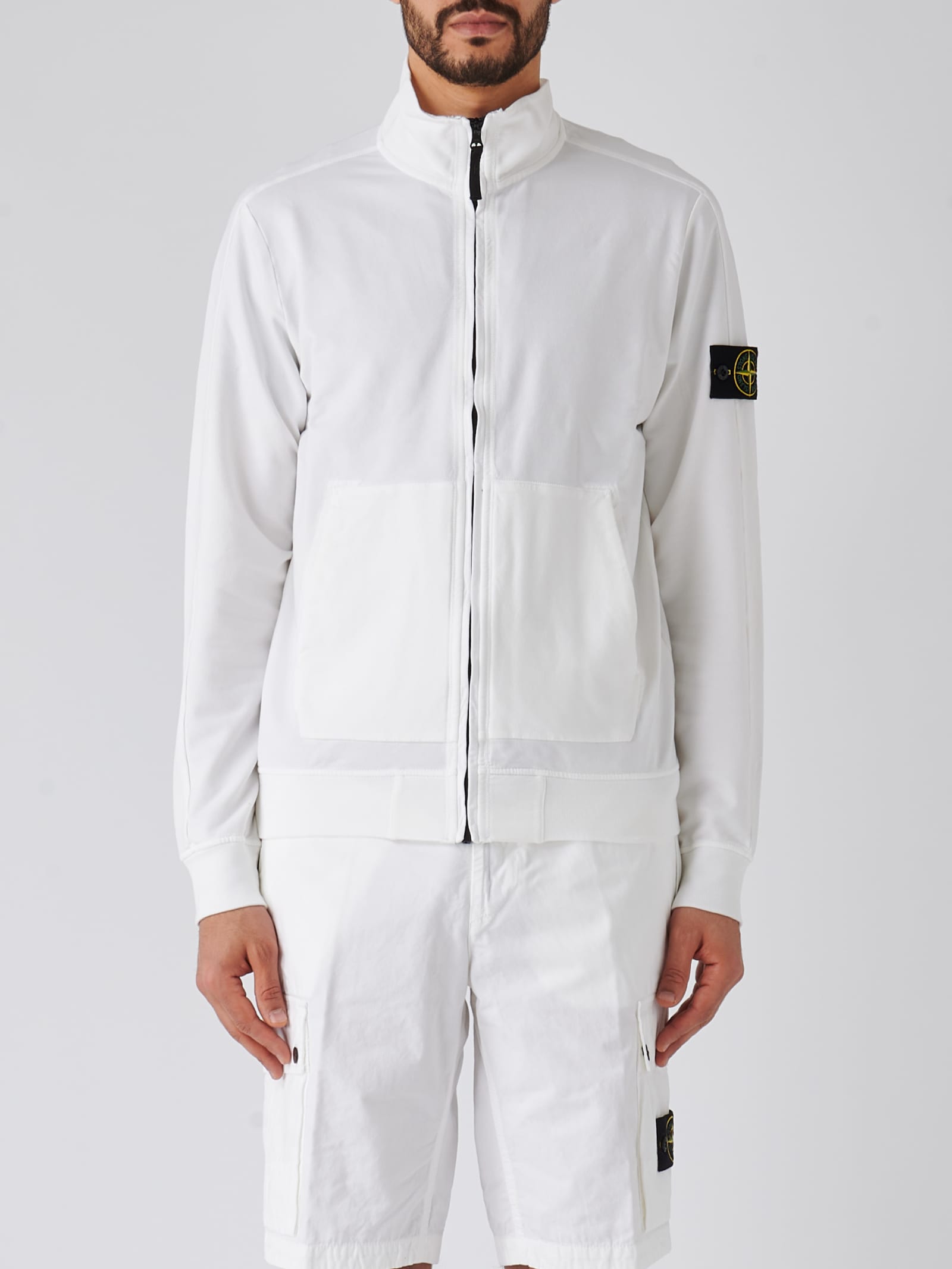 Shop Stone Island Felpa Sweatshirt In Bianco