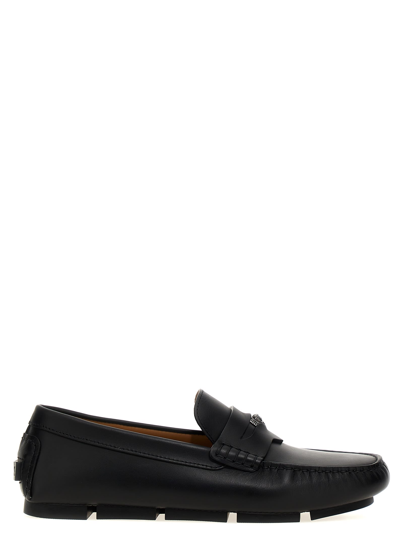 Shop Versace Medusa Biggie Loafers In Black