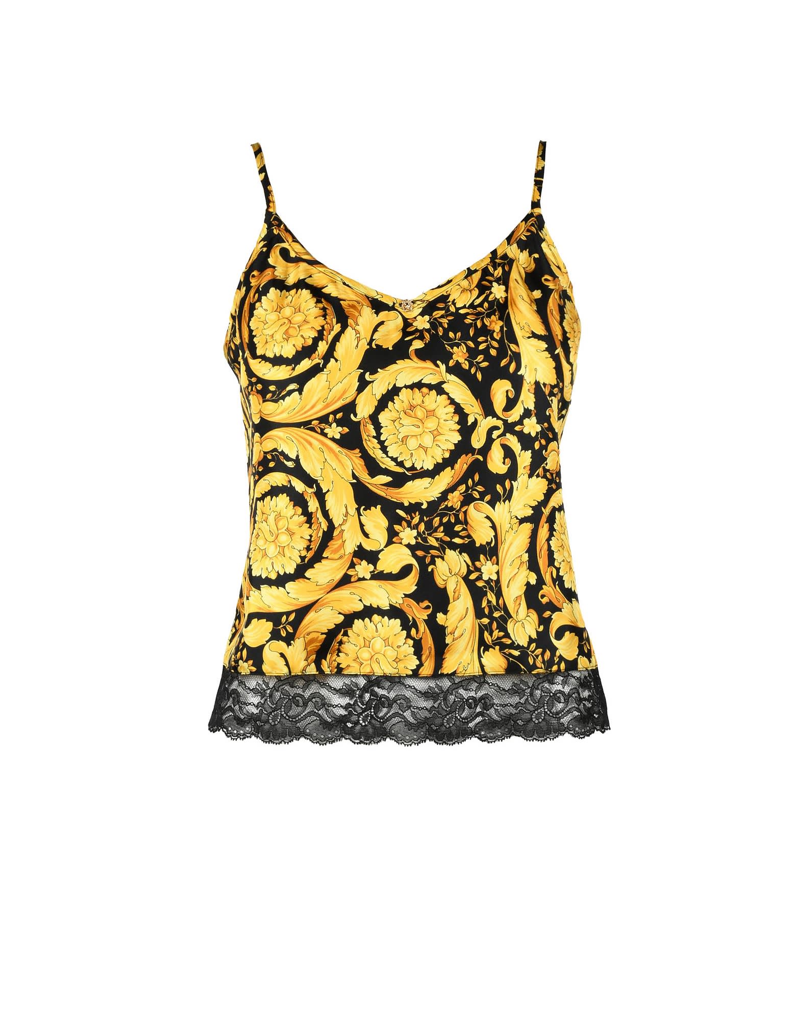 Shop Versace Womens Nero/giallo Top In Black