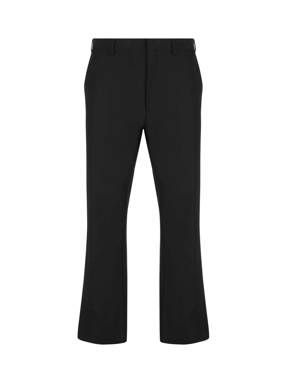 Shop Prada Logo-plaque Cropped Tailored Trousers In Nero