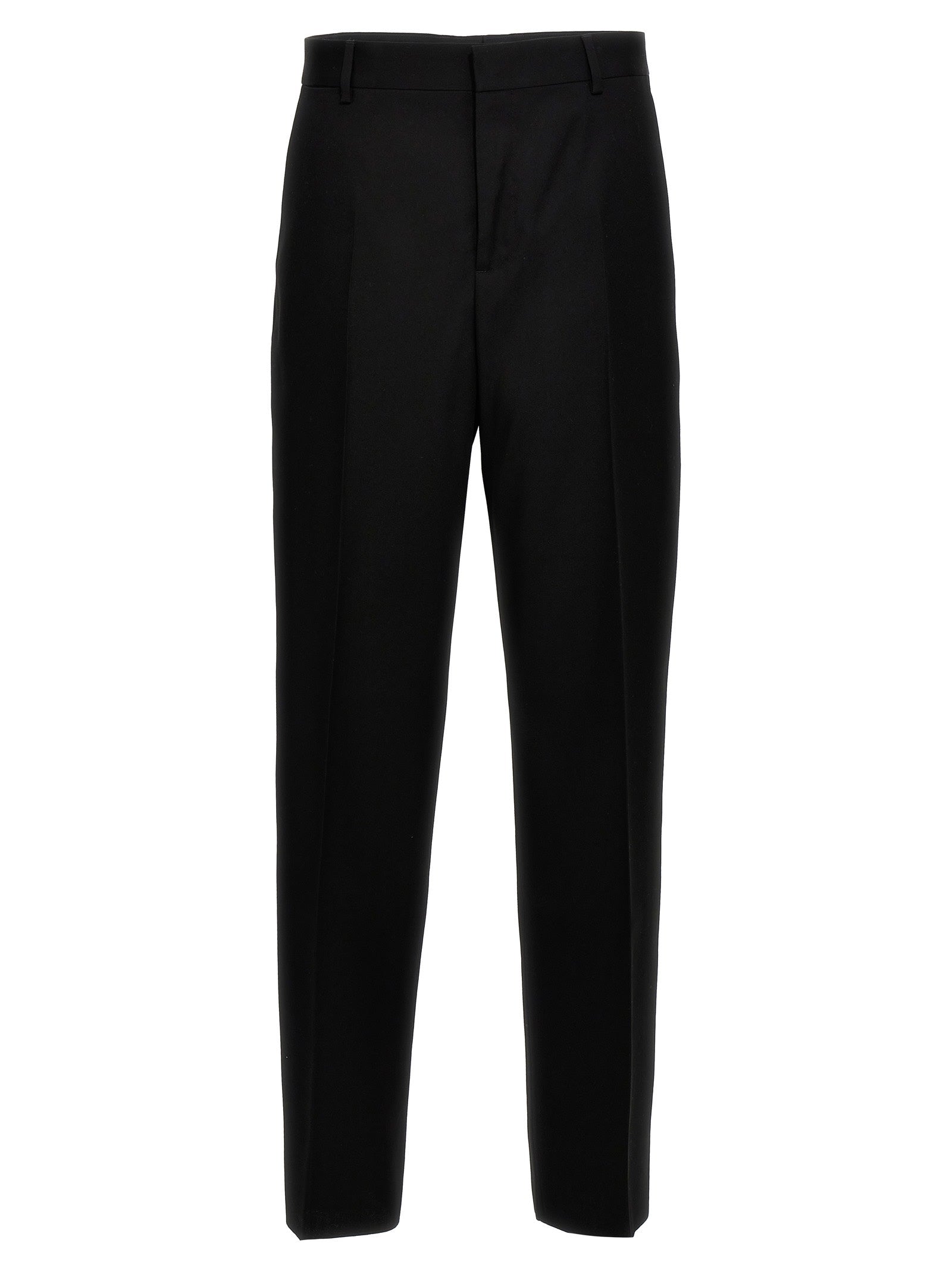Shop Versace Wool Twill Pants In Black
