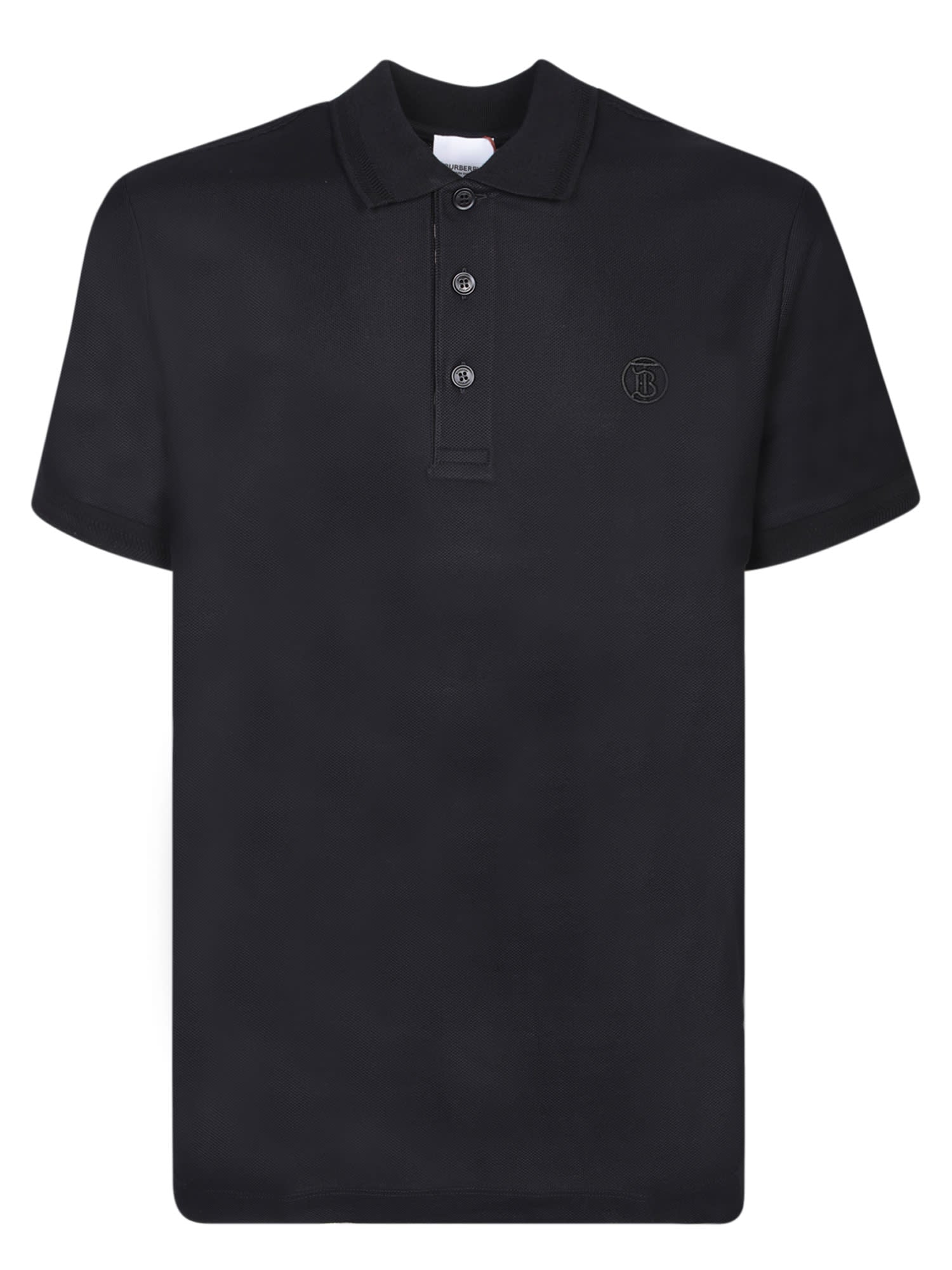 Shop Burberry Eddie Tb Black Polo Shirt