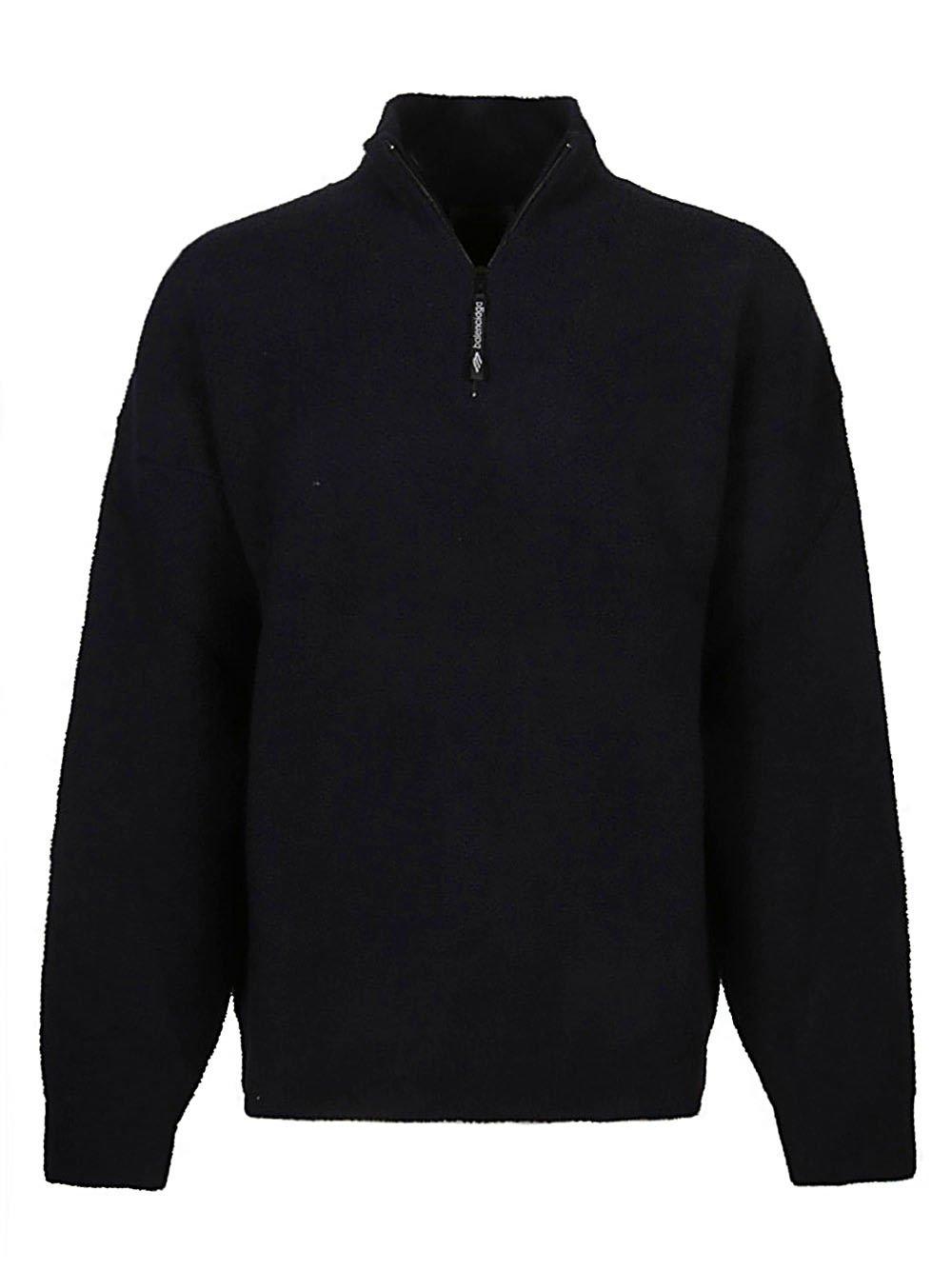 Shop Balenciaga Quarter-zip Knit Sweater In Black