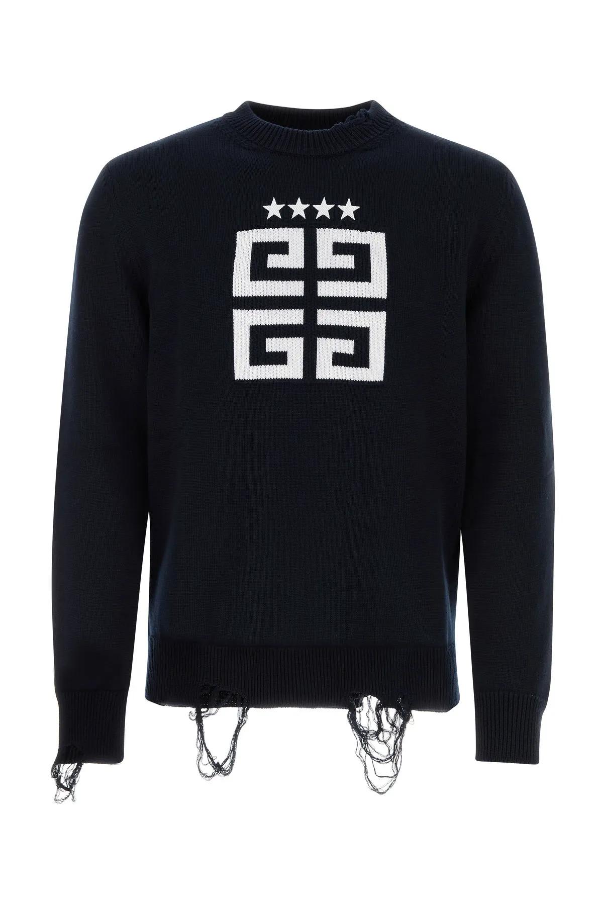 Shop Givenchy Midnight Blue Jersey 4g Stars Sweater In Default Title