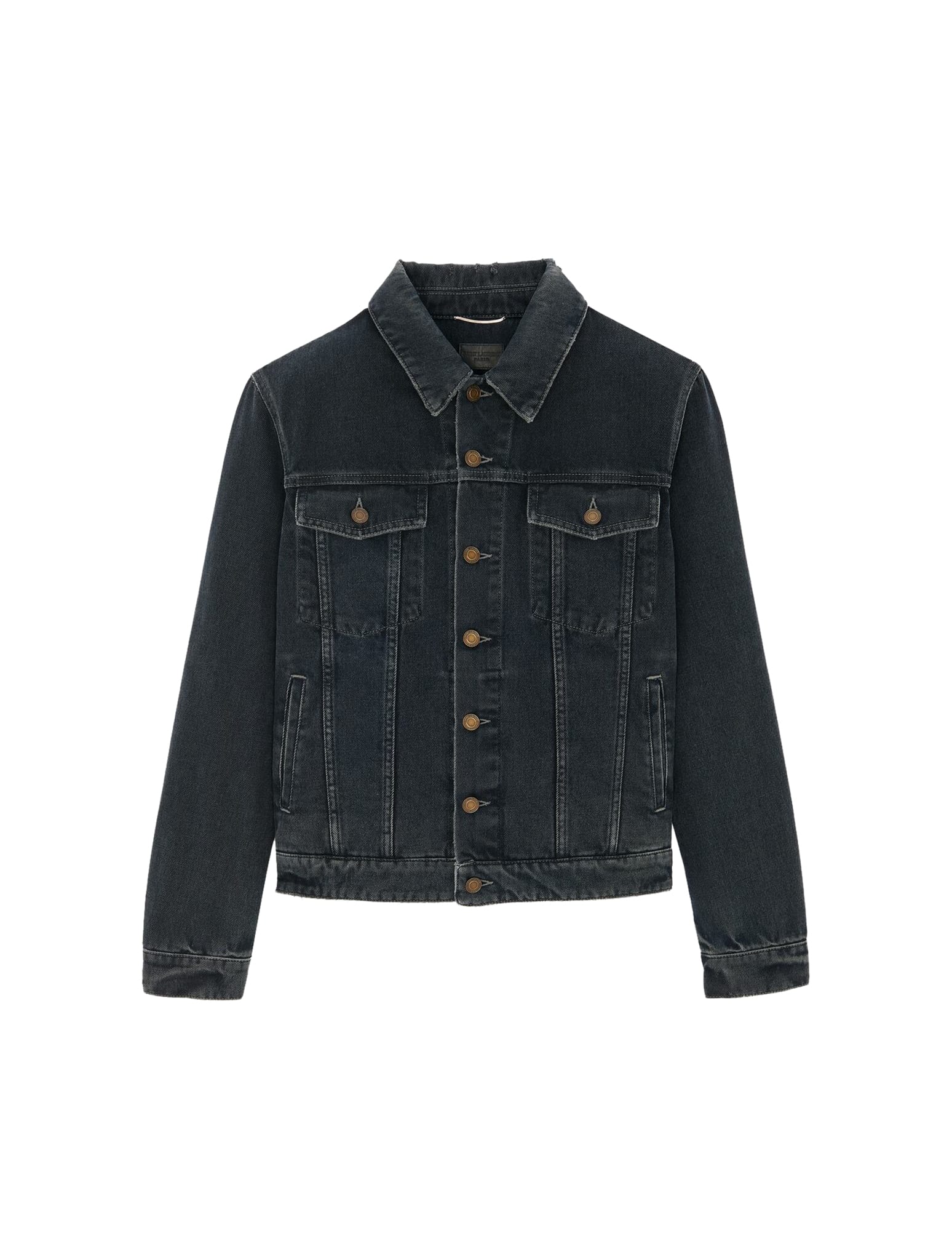 Shop Saint Laurent Classic Denim Jacket In Dark Blue Black