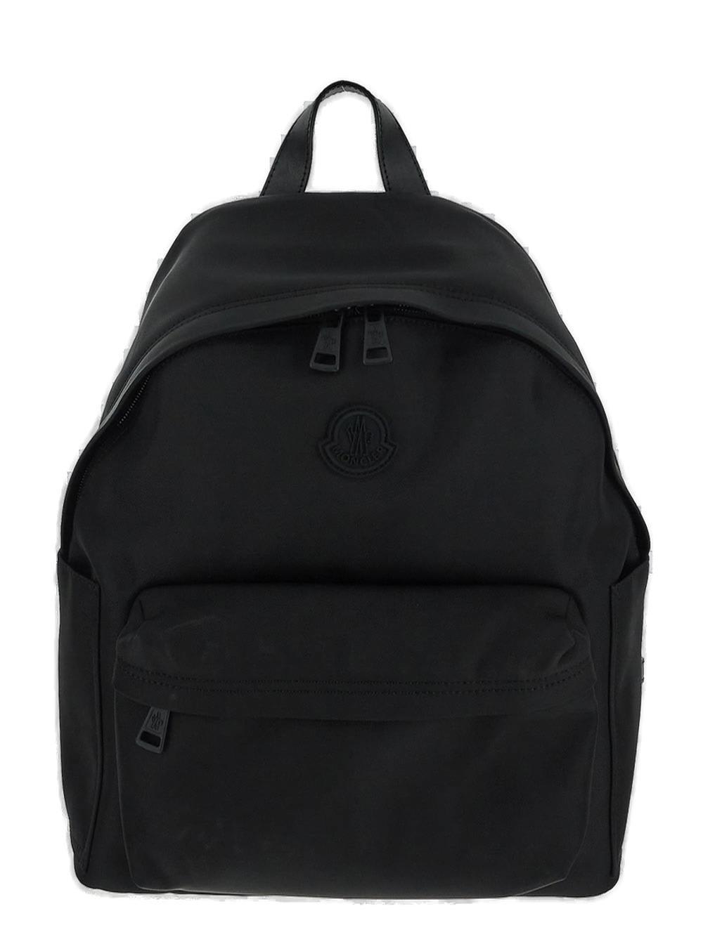 Shop Moncler Logo Patch Zipped Backpack In Black