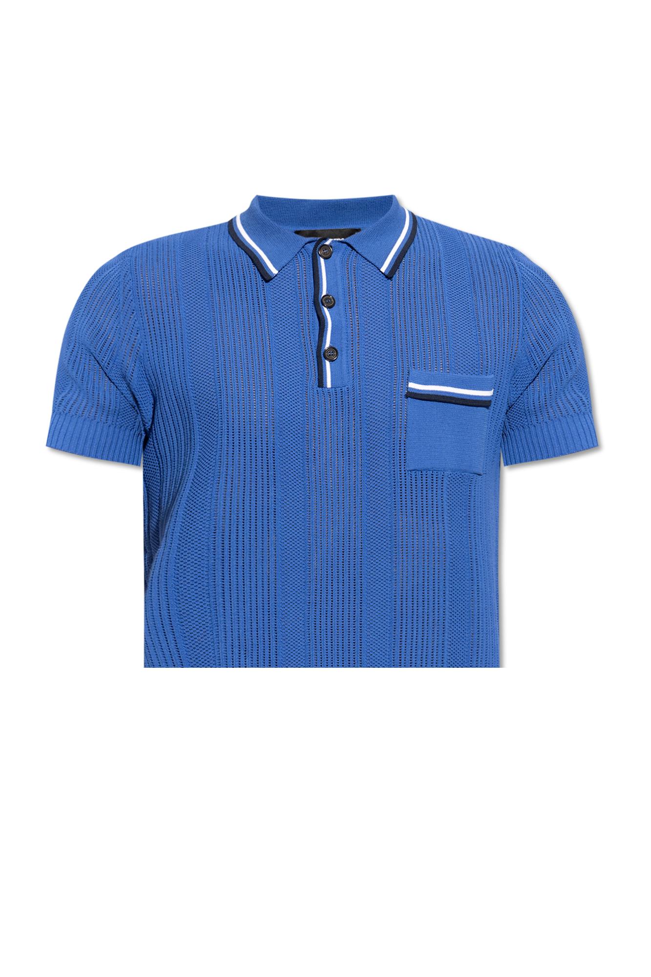 Shop Dsquared2 Openwork Polo Shirt In Blue Variant