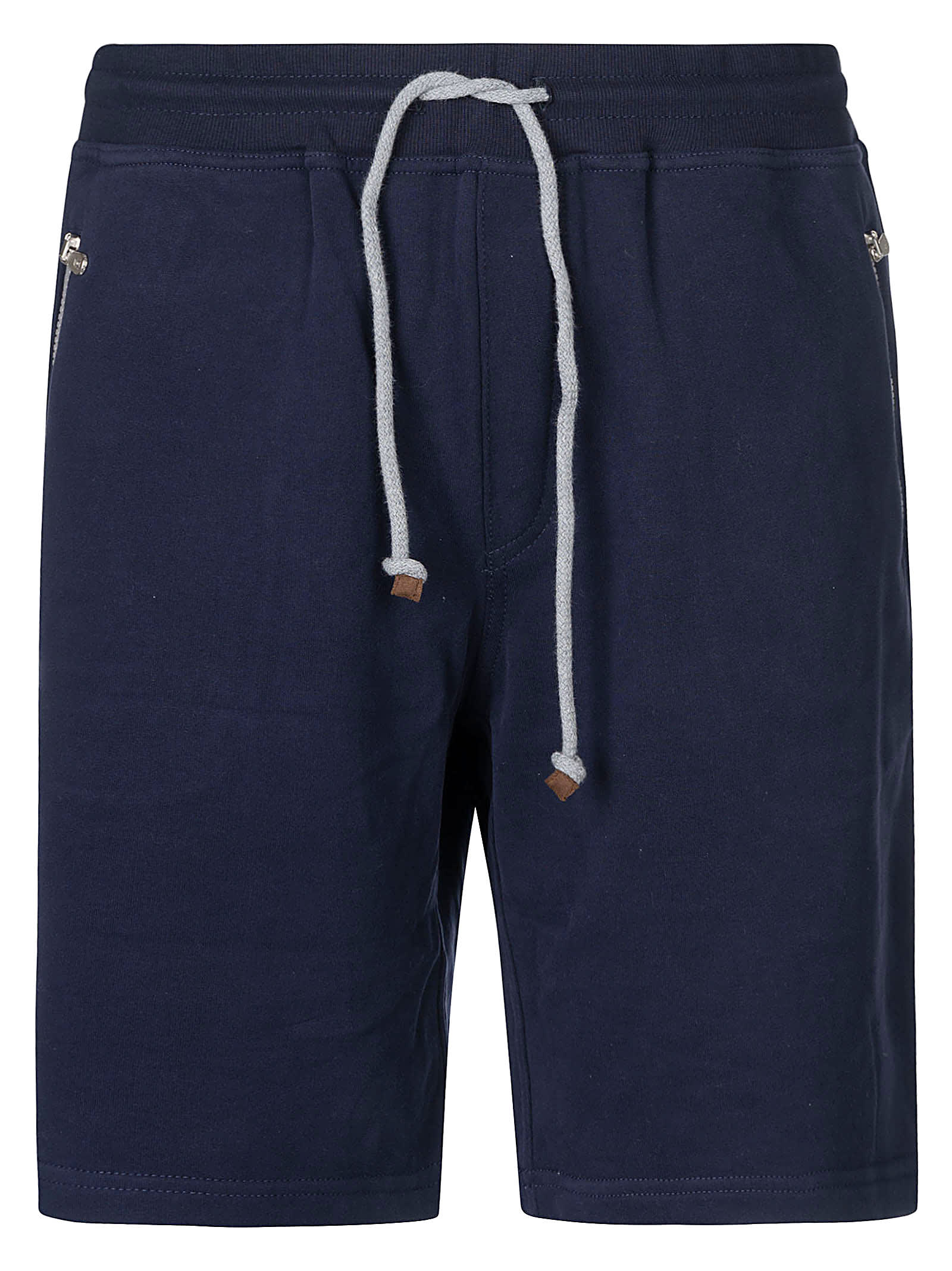 Shop Brunello Cucinelli Drawstring Waist Zipped Pocket Shorts In Blue