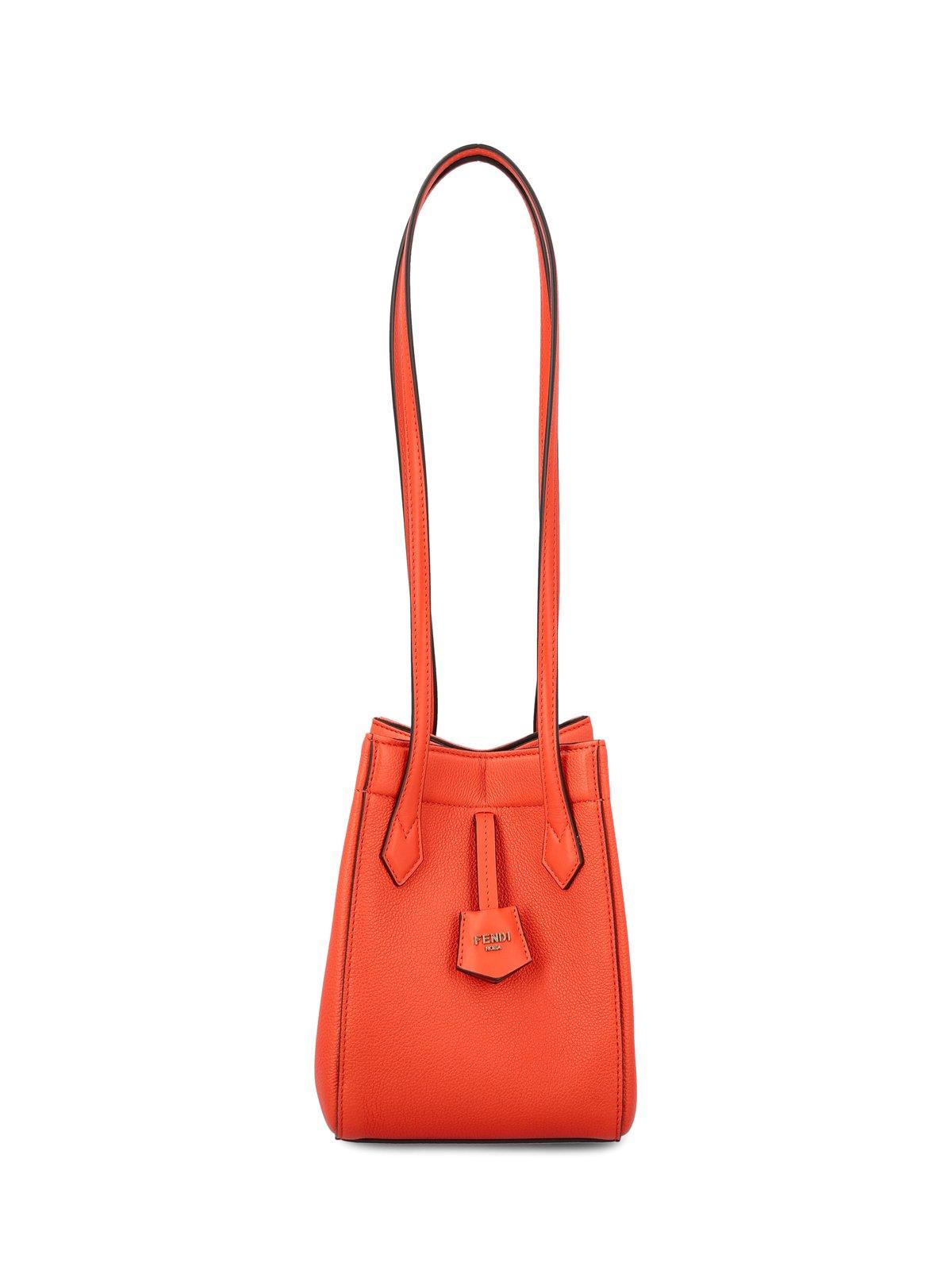 Shop Fendi Origami Mini Bucket Bag In Red