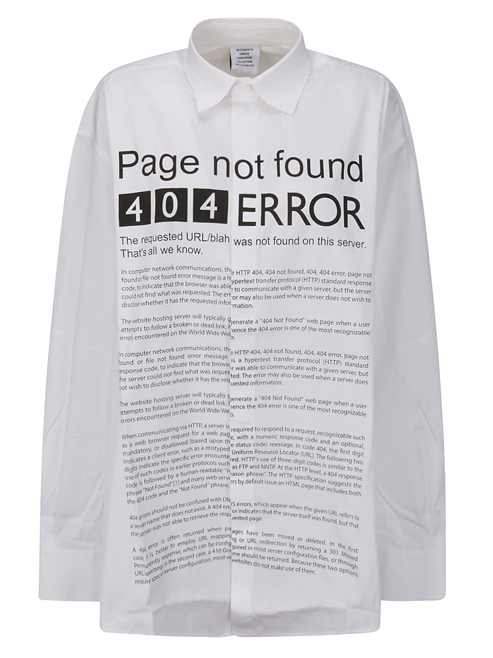 Shop Vetements Page Not Found Shirt In White