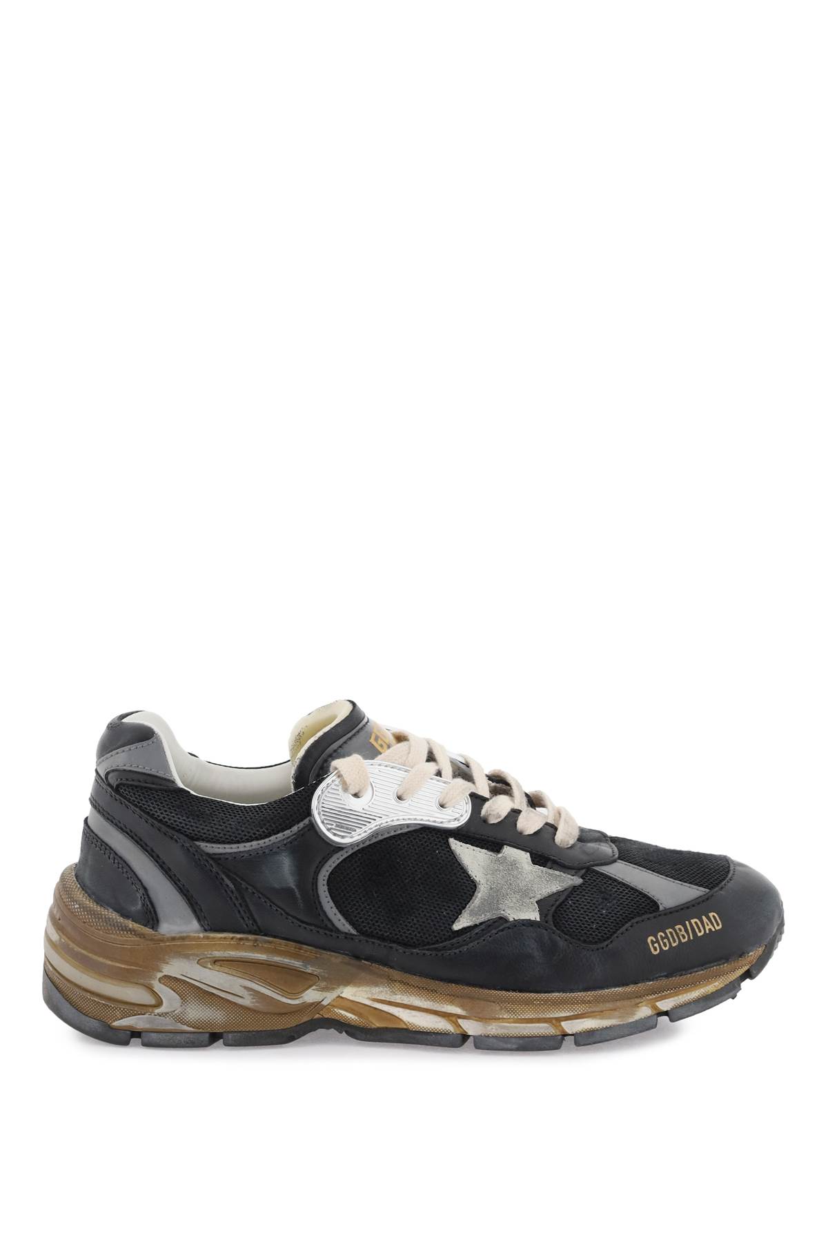 Shop Golden Goose Dad-star Sneakers In Mesh And Nappa Leather In Black Silver Ice (black)