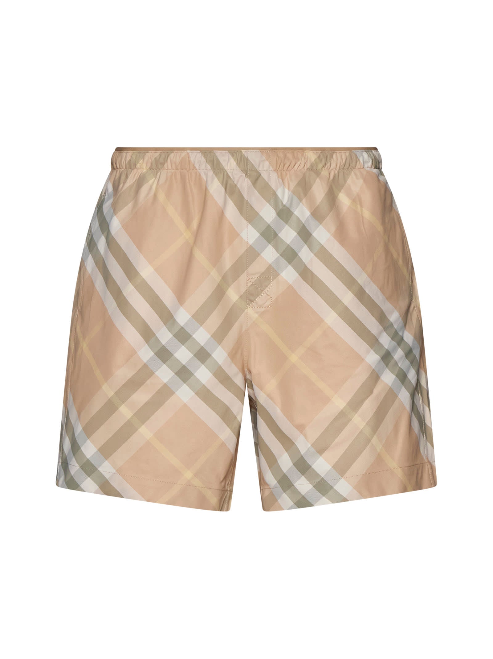 Shop Burberry Swimwear In Flax Ip Check