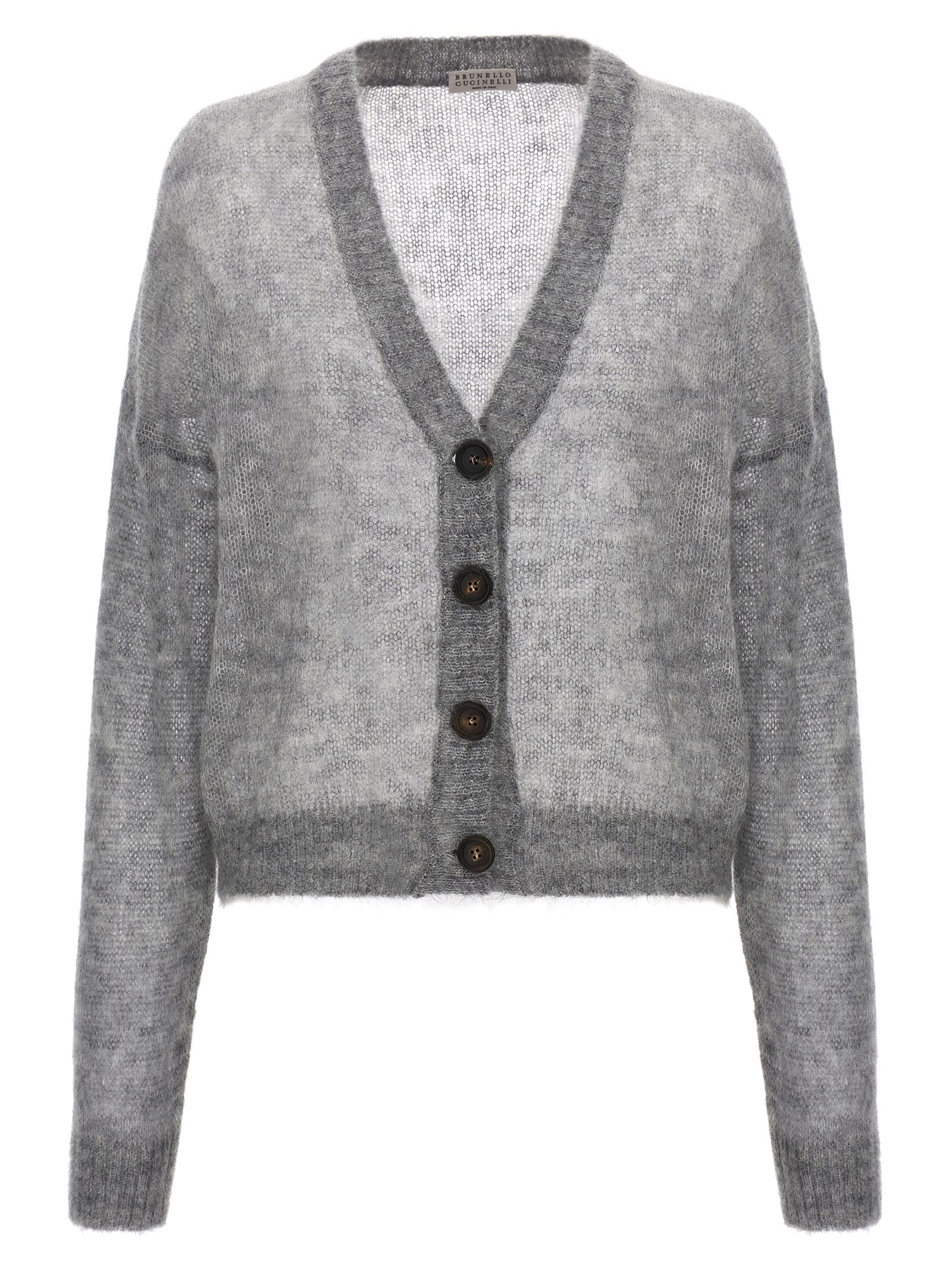 Shop Brunello Cucinelli Cropped Cardigan In Gray