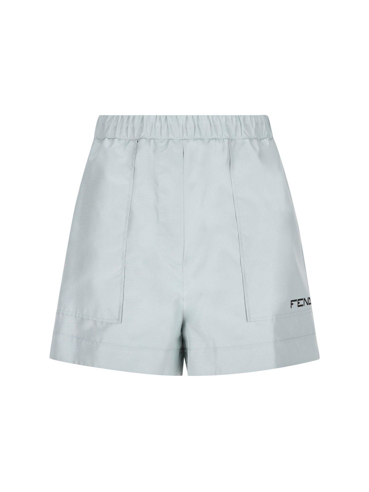 Shop Fendi Logo Printed Shorts In Clear Blue