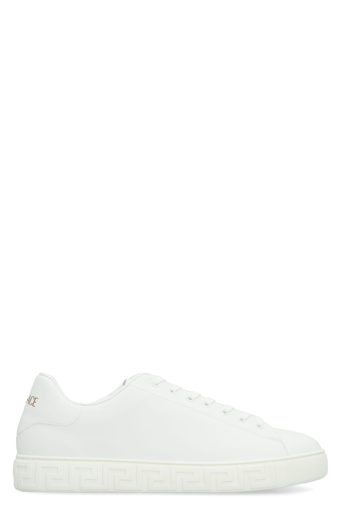 Shop Versace Greca Sneakers In White