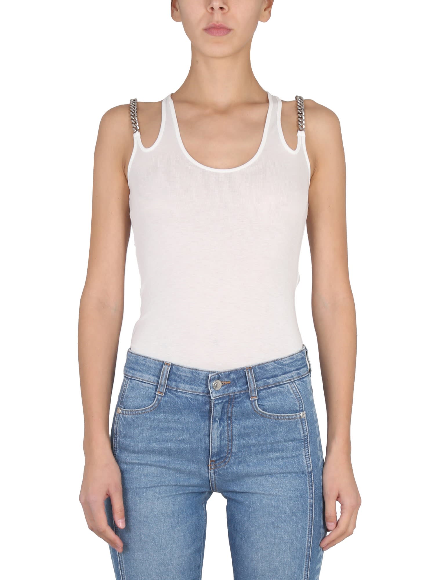 Shop Stella Mccartney Falabella Chain Top In White