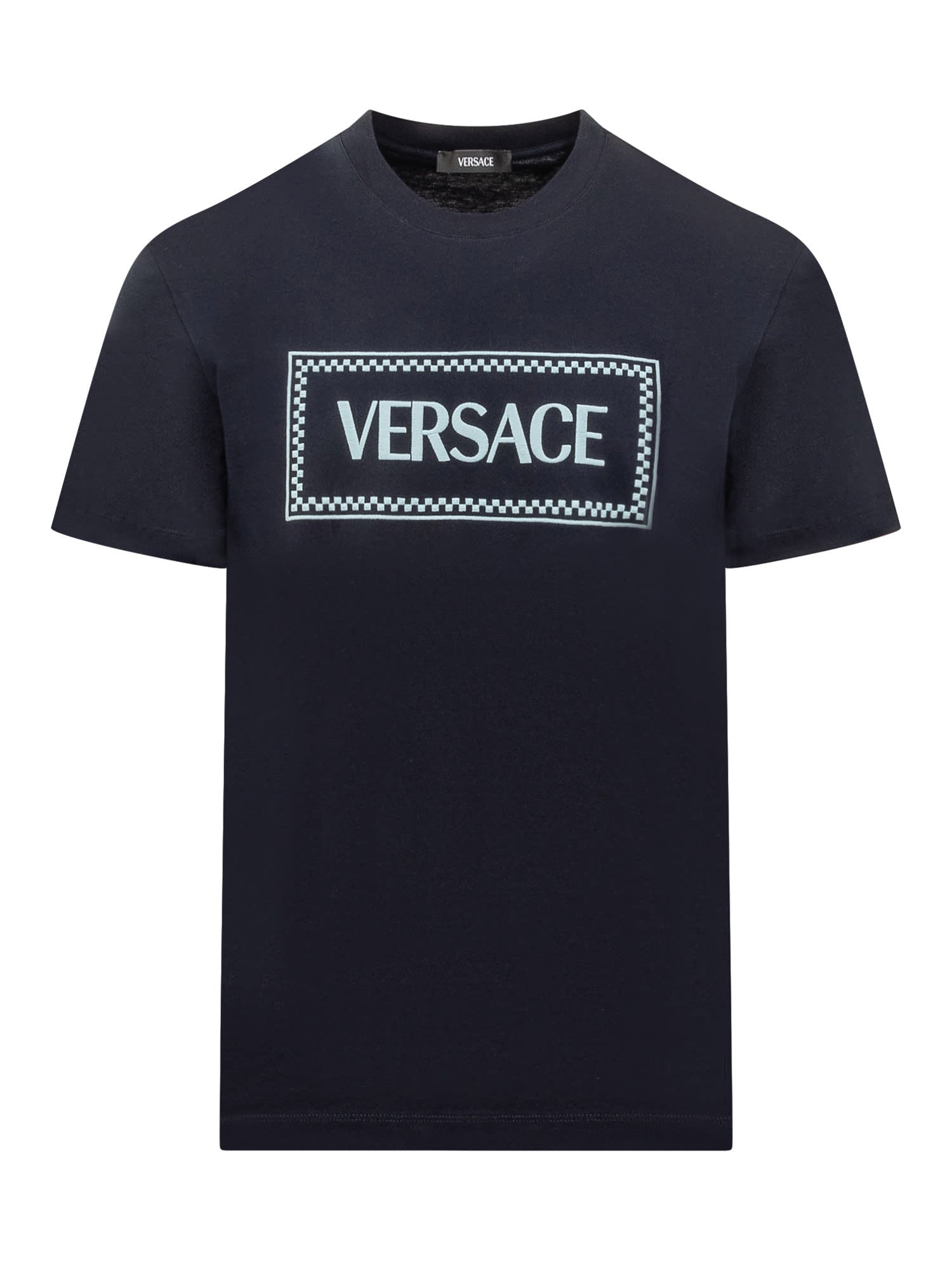 Shop Versace T-shirt In Navy Blue