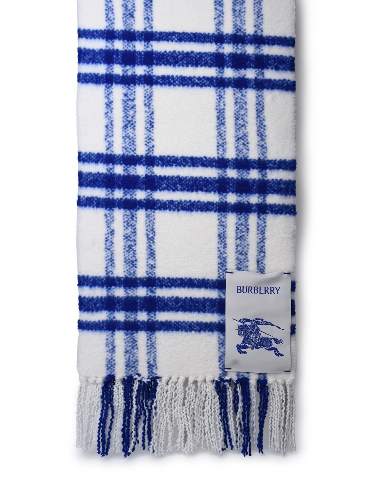 Shop Burberry White Wool Scarf In Knight