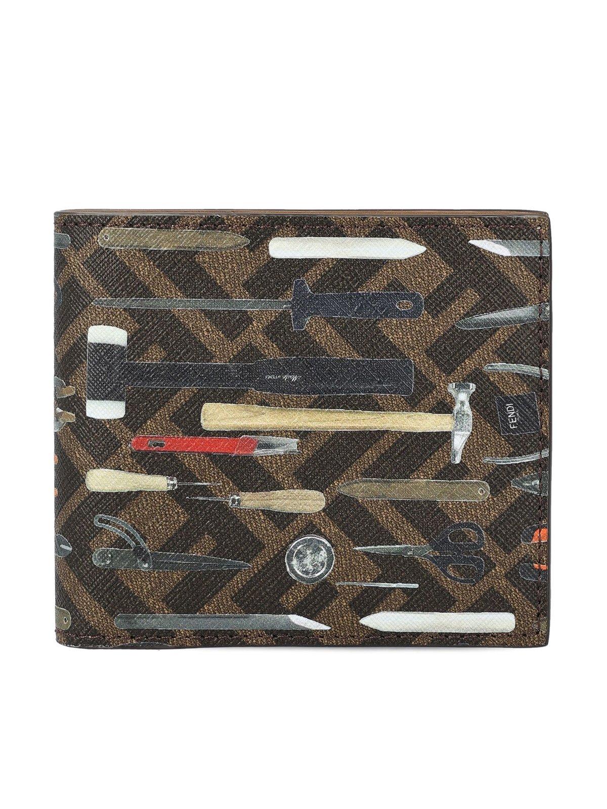 Shop Fendi Graphic Printed Bi-fold Wallet In Tbmr/mlc+sand+p