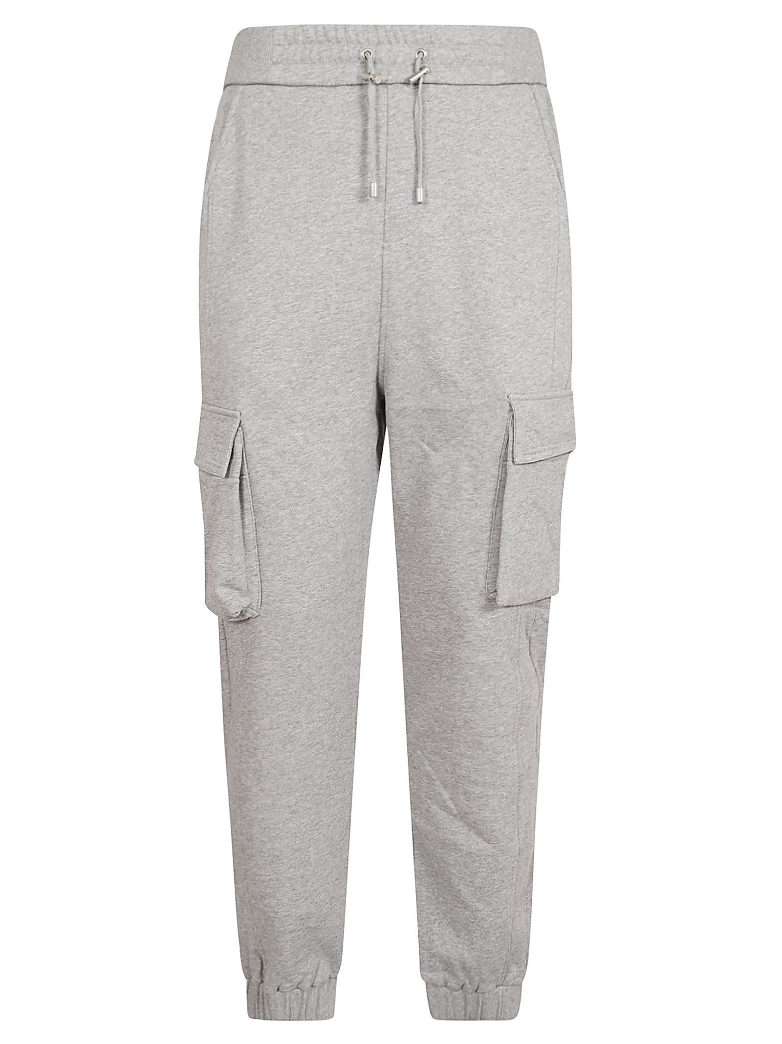 Shop Balmain Print Cargo Sweatpants In Ydu Gris Chine Blanc