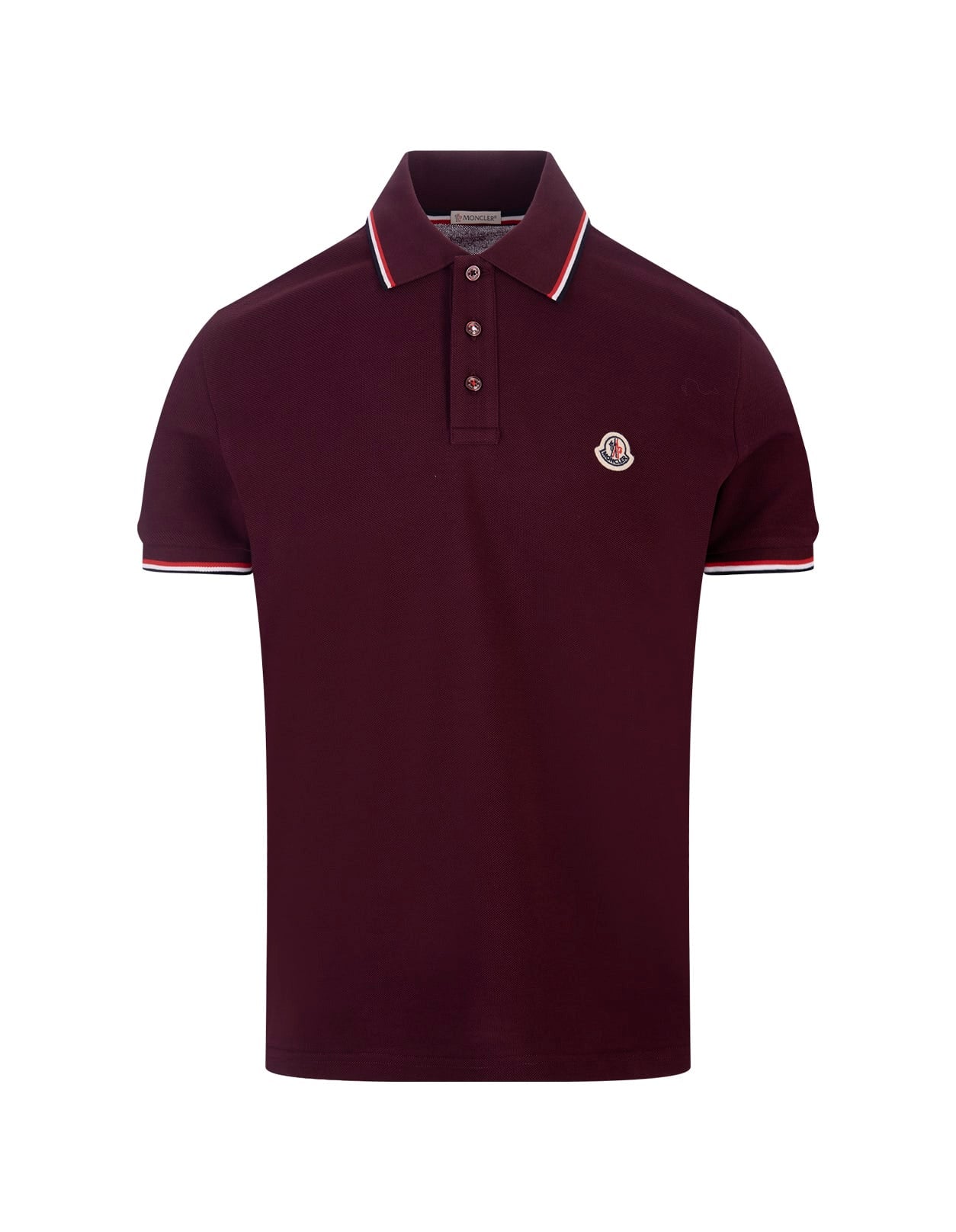 Shop Moncler Red Short-sleeved Polo With Embroidered Logo