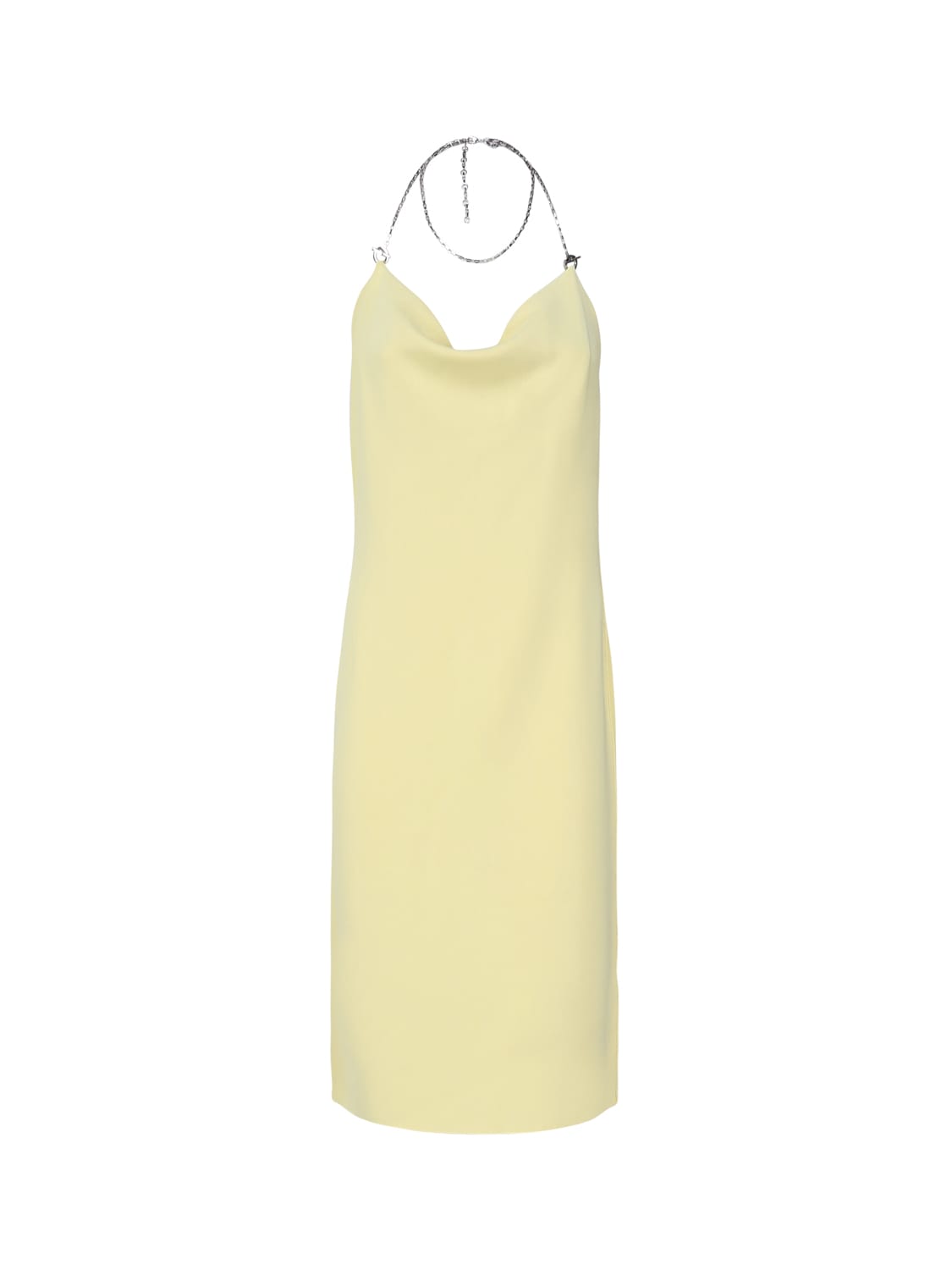 Shop Bottega Veneta Viscose Midi Dress With Chain Detail In Pineapple