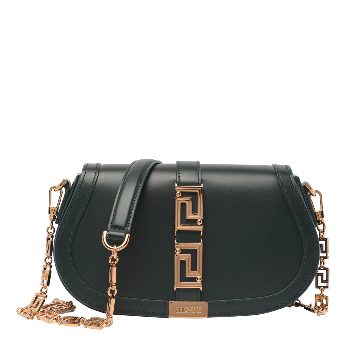 Shop Versace Greca Goddess Crossbody Bag In Black