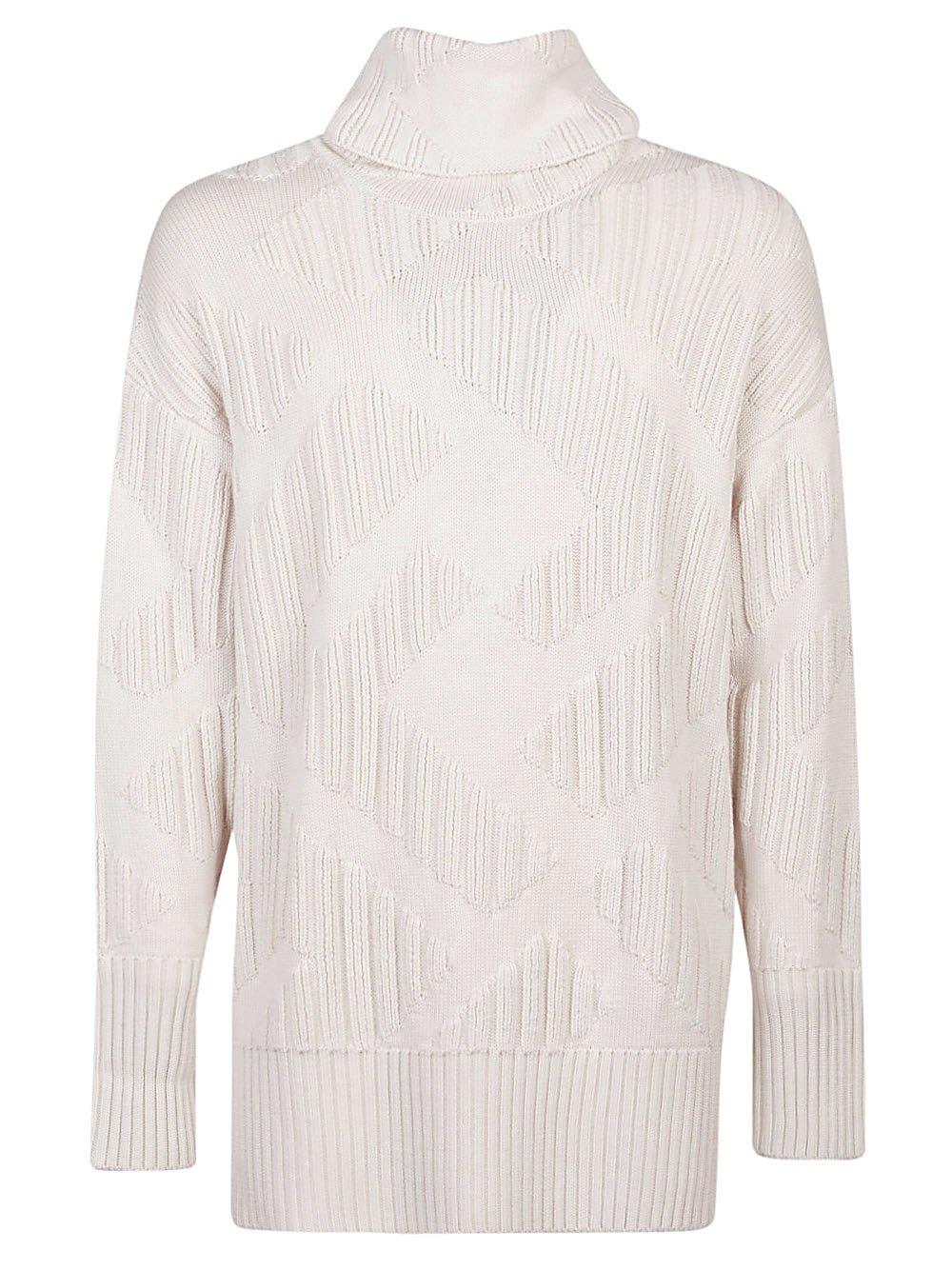 Fendi High-neck Knitted Sweater In Neutral
