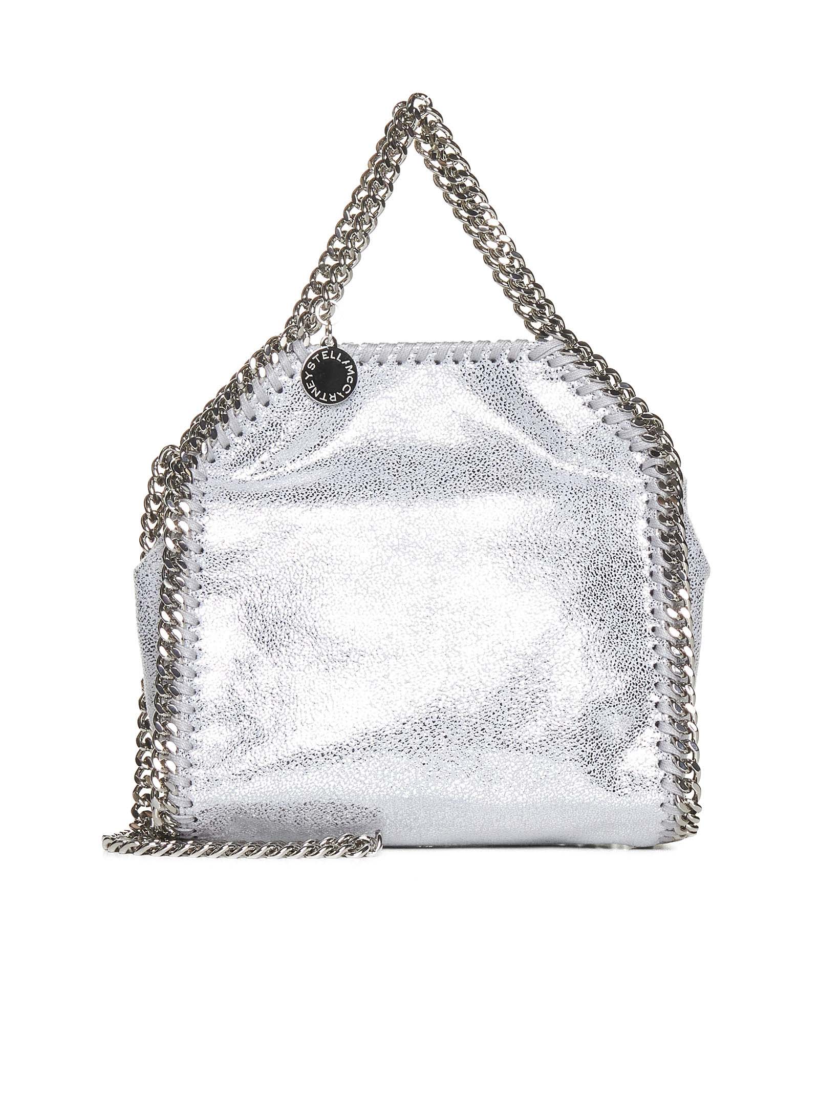 Shop Stella Mccartney Micro Falabella Shopping Bag In Silver
