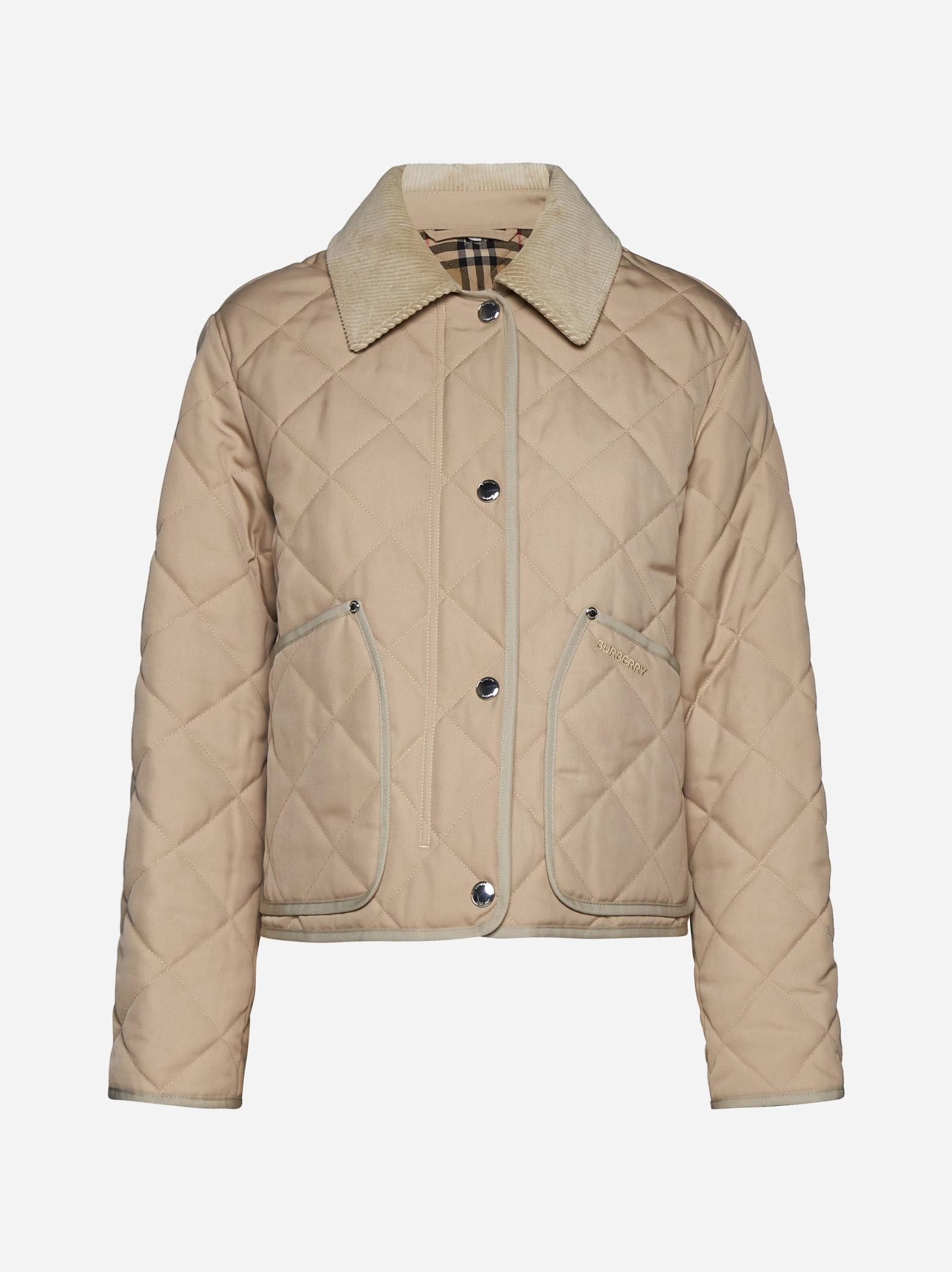 Shop Burberry Lanford Quilted Fabric Jacket In Beige