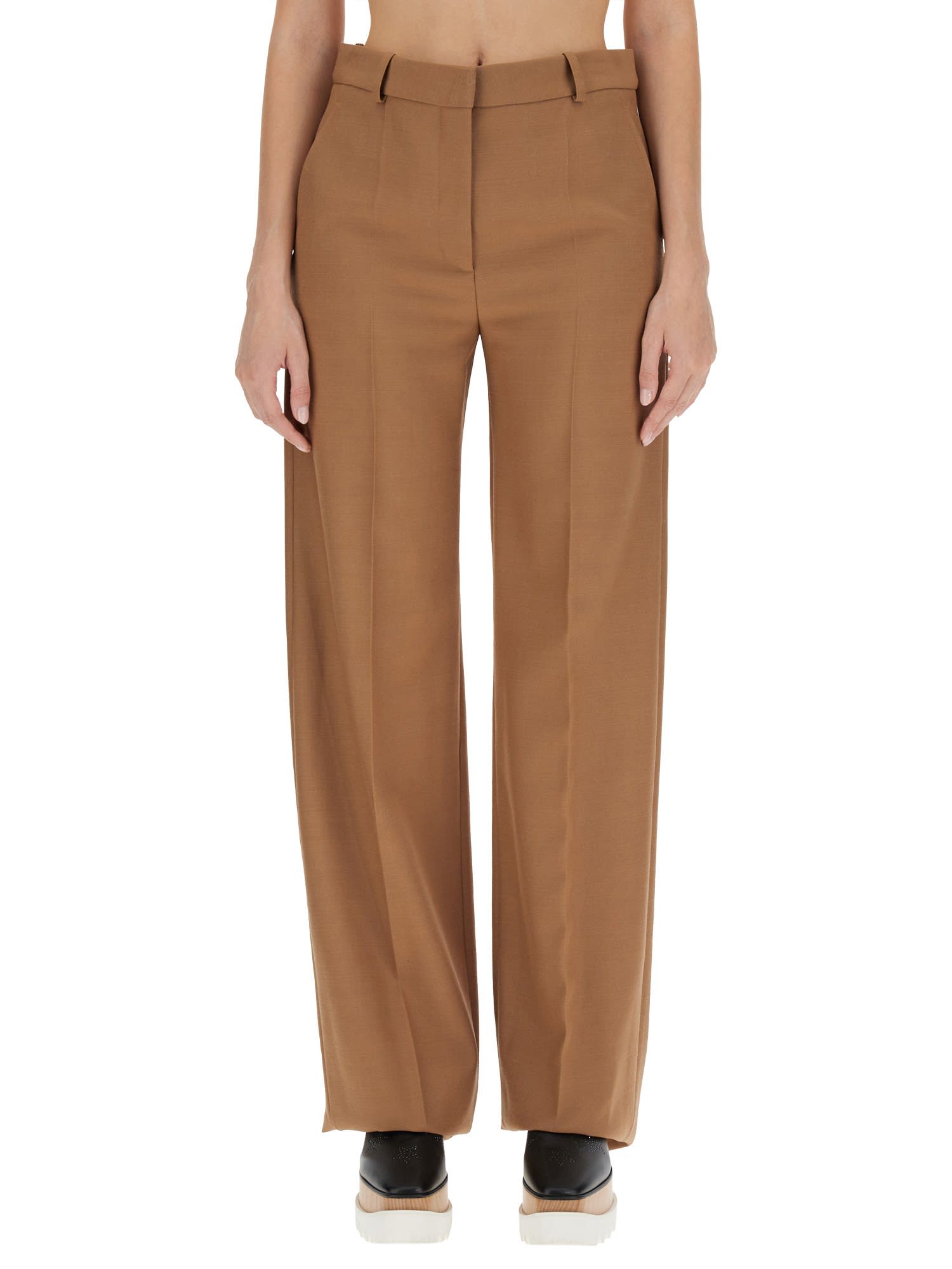 Shop Stella Mccartney Straight Leg Pants In Tobacco