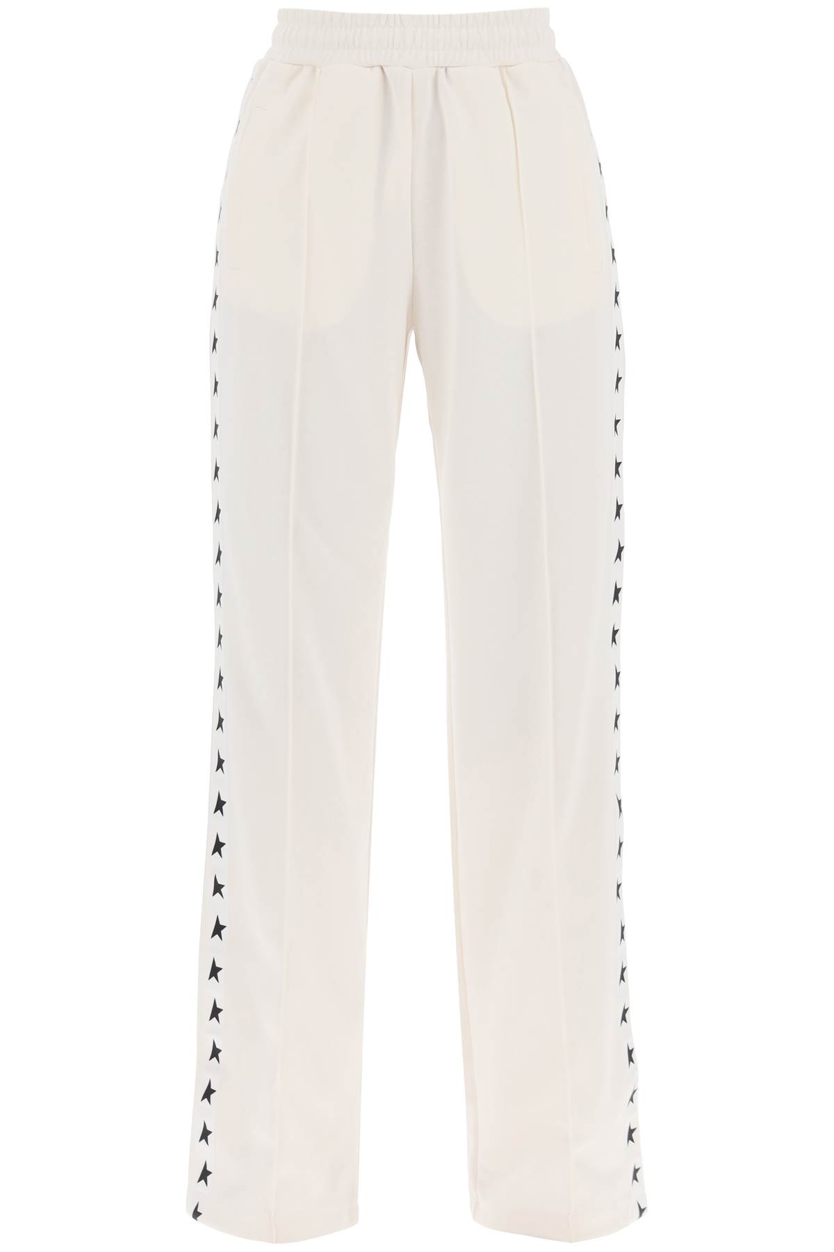 Shop Golden Goose Dorotea Track Pants With Star Bands In Papyrus Black (white)