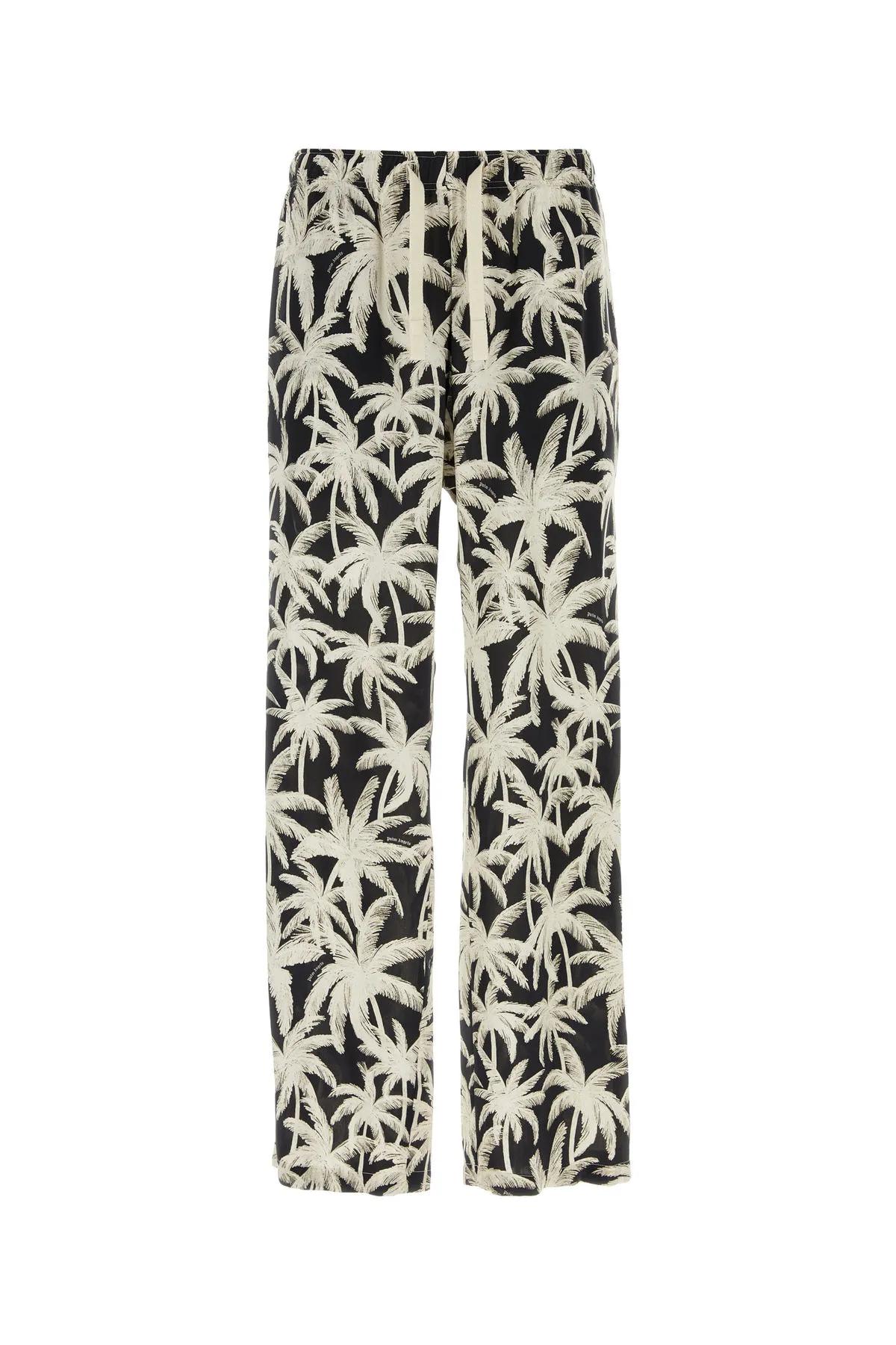 Shop Palm Angels Printed Viscose Pyjama Pant In Nero