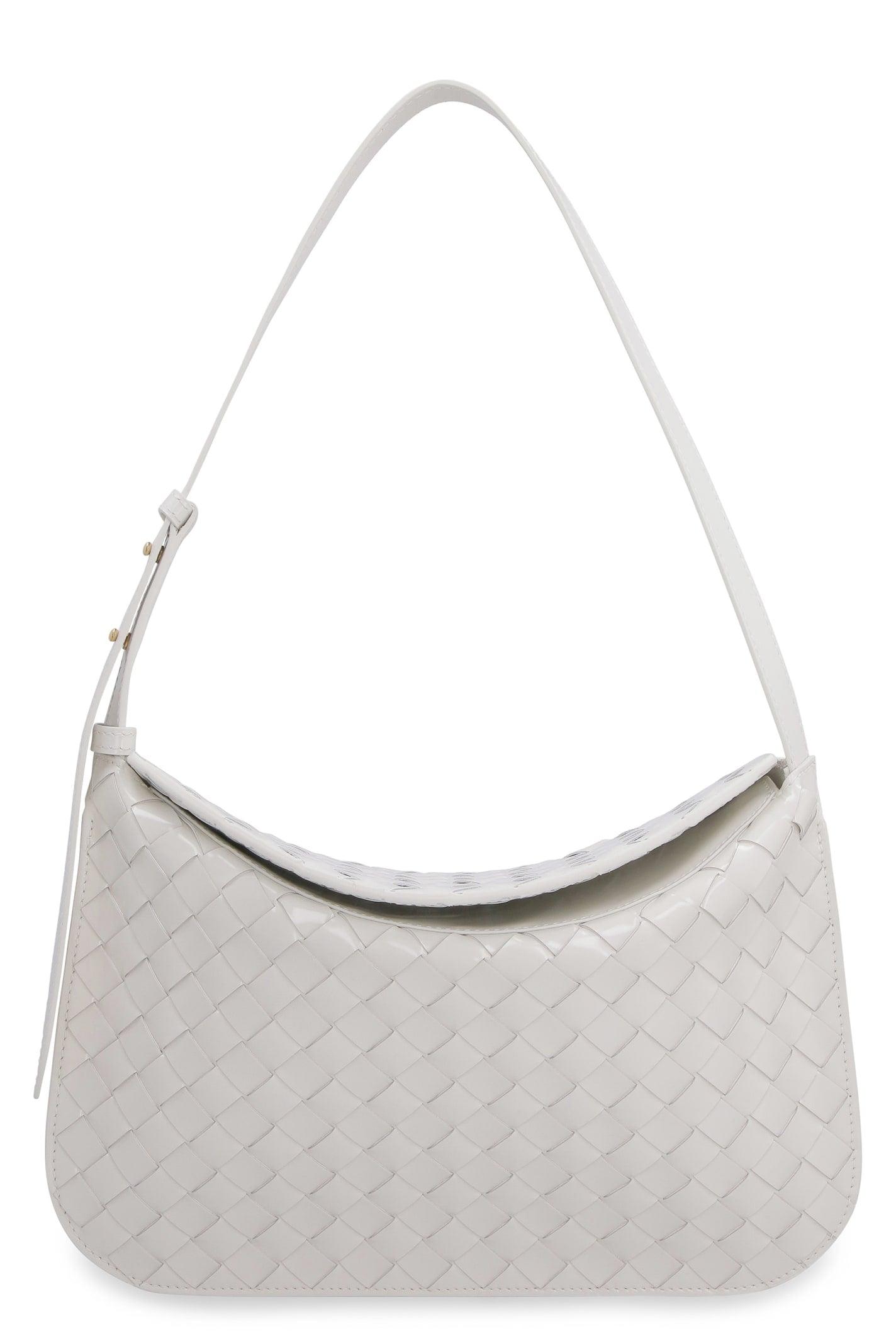 BOTTEGA VENETA 2900$ Small FLAP Bag - Bottega White Intrecciato Brushed  Leather