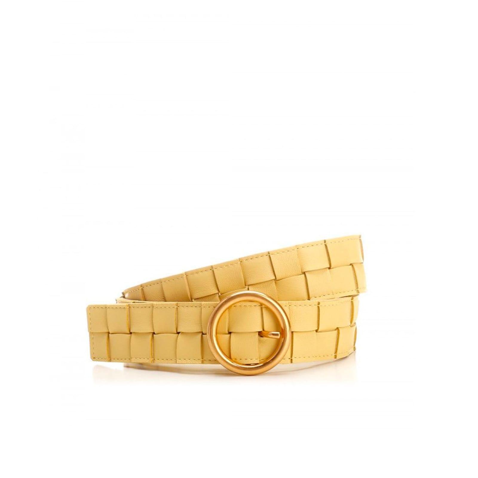 Bottega Veneta Leather Belt In Yellow