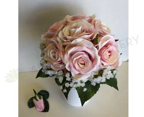 White And Pink Rose Bridal Bouquet