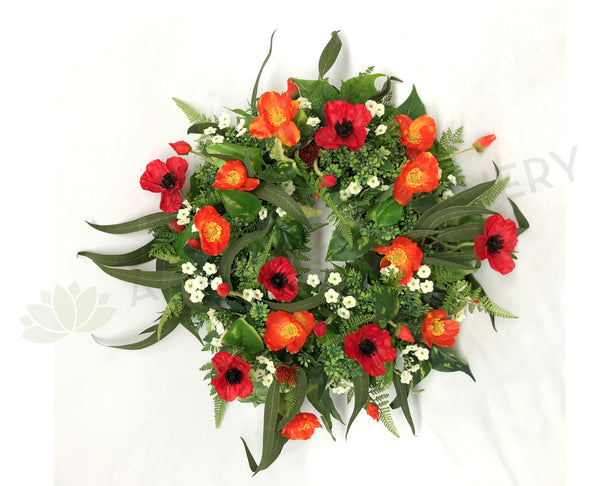 Silk Poppy Wreath Anzac Wreath silk floral wreath / flower ...