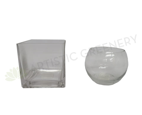 Clear Glass Vase Square Fish Bowl Artistic Greenery