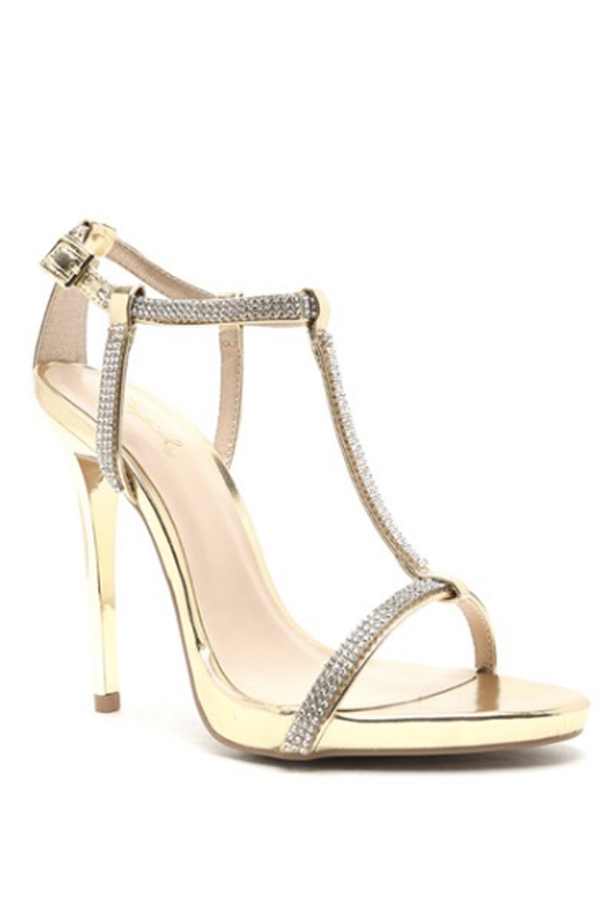 'The Quickstep' Women's 1920's Gold Rhinestone T-Strap Stiletto Heel ...