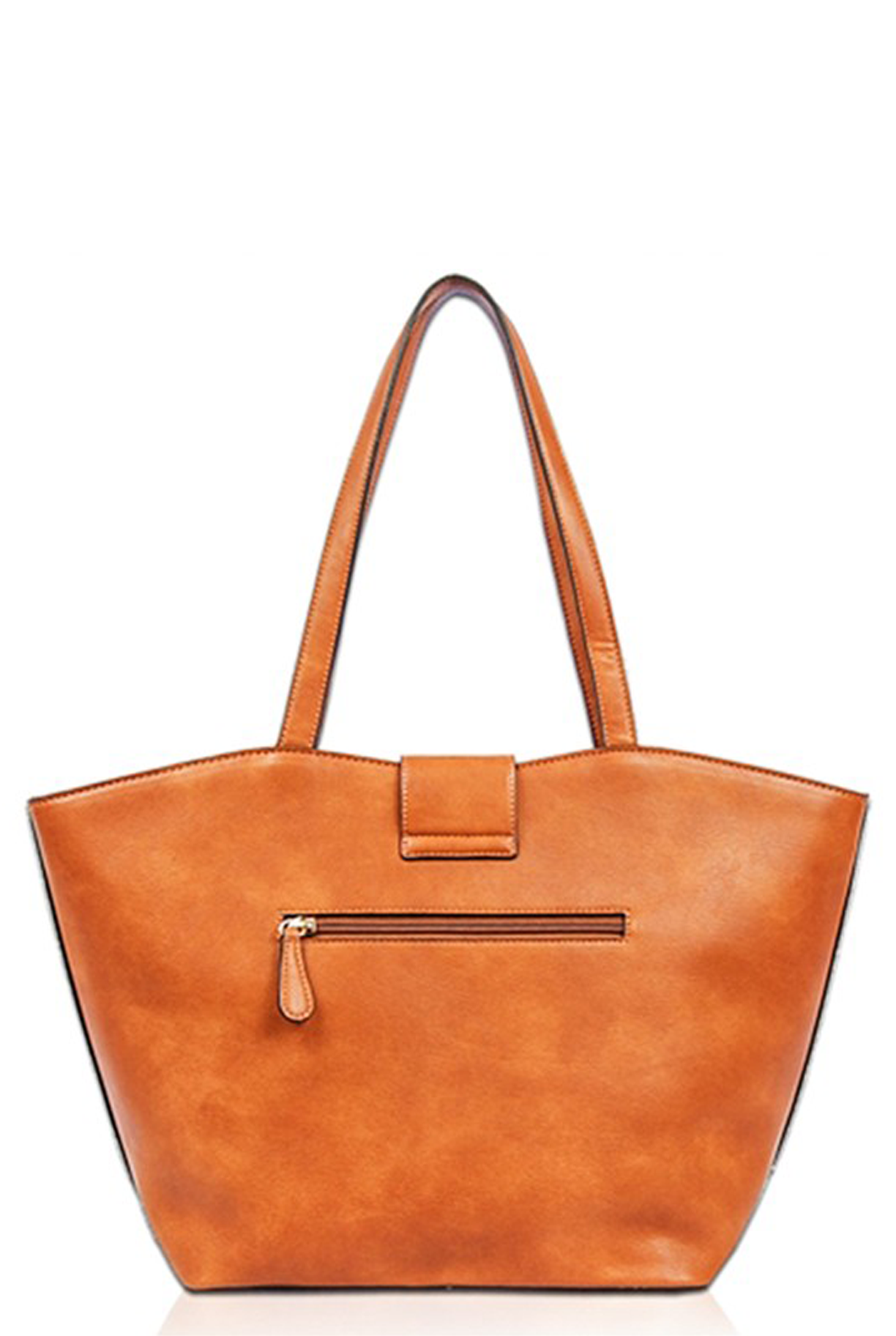 Women's 'More Than Words' Camel Brown Vegan Leather Chic Satchel Bag ...