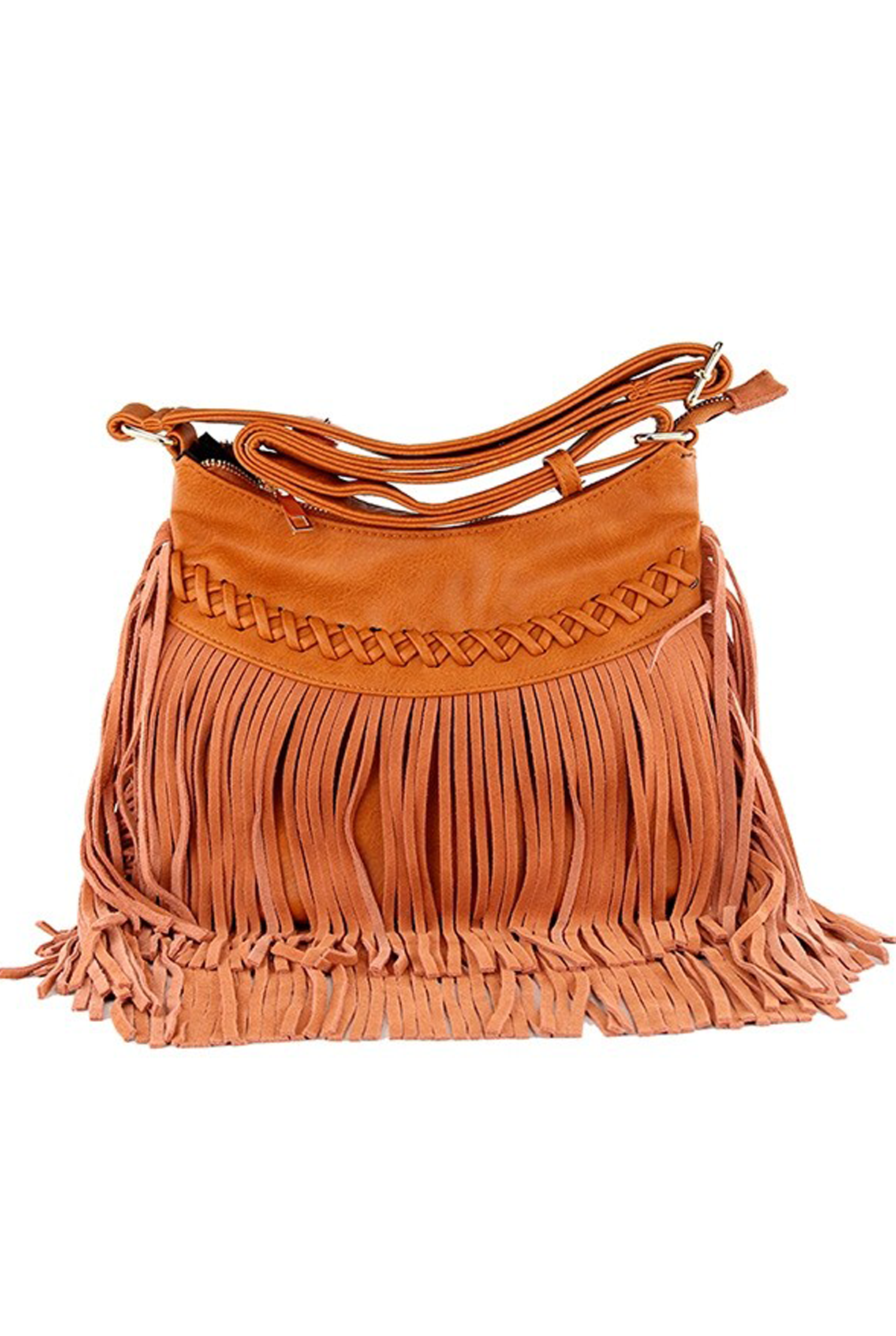 'City of Austin' Boho Womens Vegan Suede Fringe Camel Shoulder Bag ...