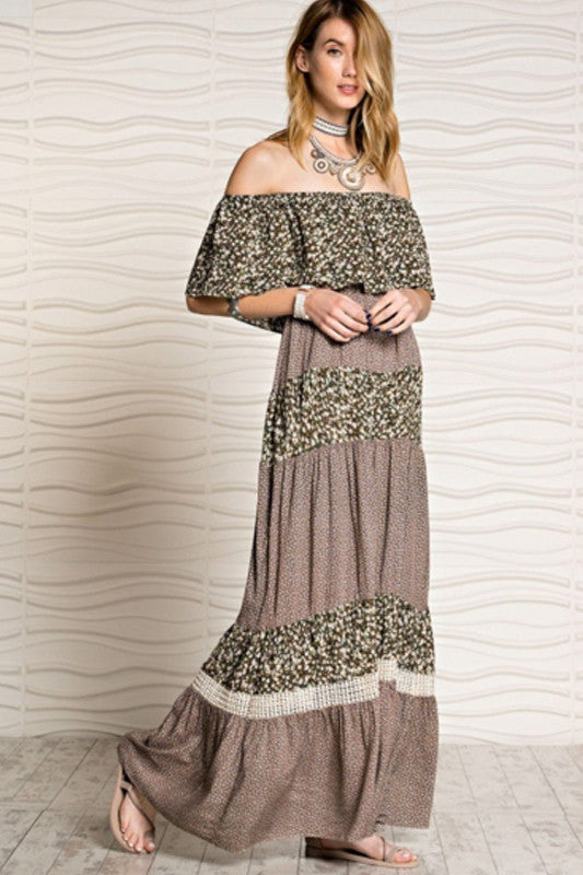 EASEL 'True Romance' Floral Print Coco Colored Maxi Dress – Social ...