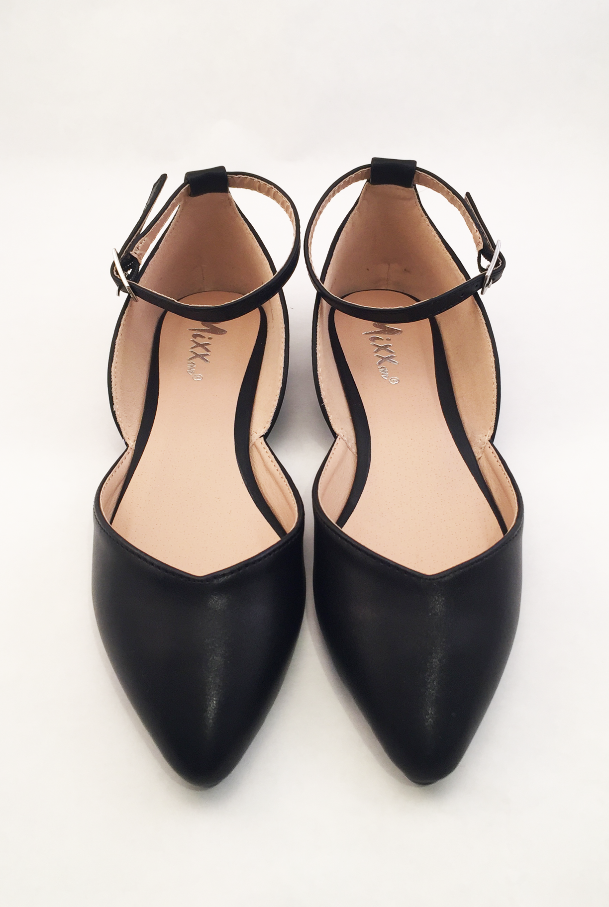 'Michelle' Black Ankle Strap Vegan Leather Ballet Flats – Social ...