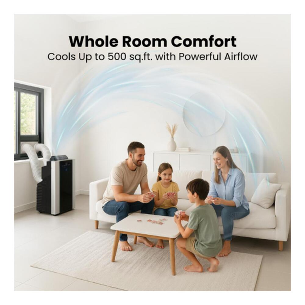 Whynter ARC14S 16 inch Dual Hose Cooling Portable Air Conditioner with 14,000 BTU Capacity, Dehumidifier, and Fan with Activated Carbon Filter plus Storage bag, up to 500 sq ft, in Black